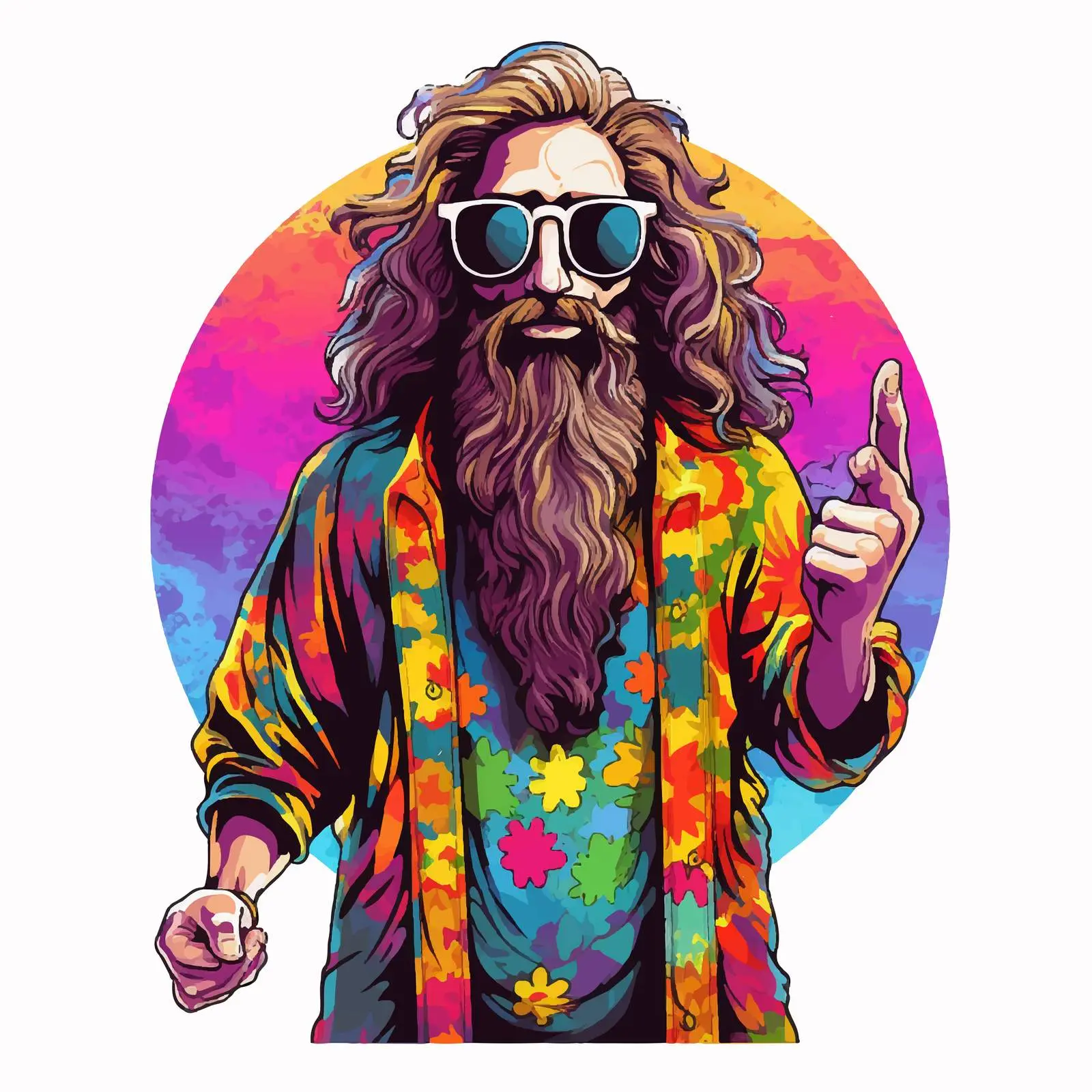 Colorful Retro Hippie Shirt with Peace Symbol – free retro fashion image from Dotvec