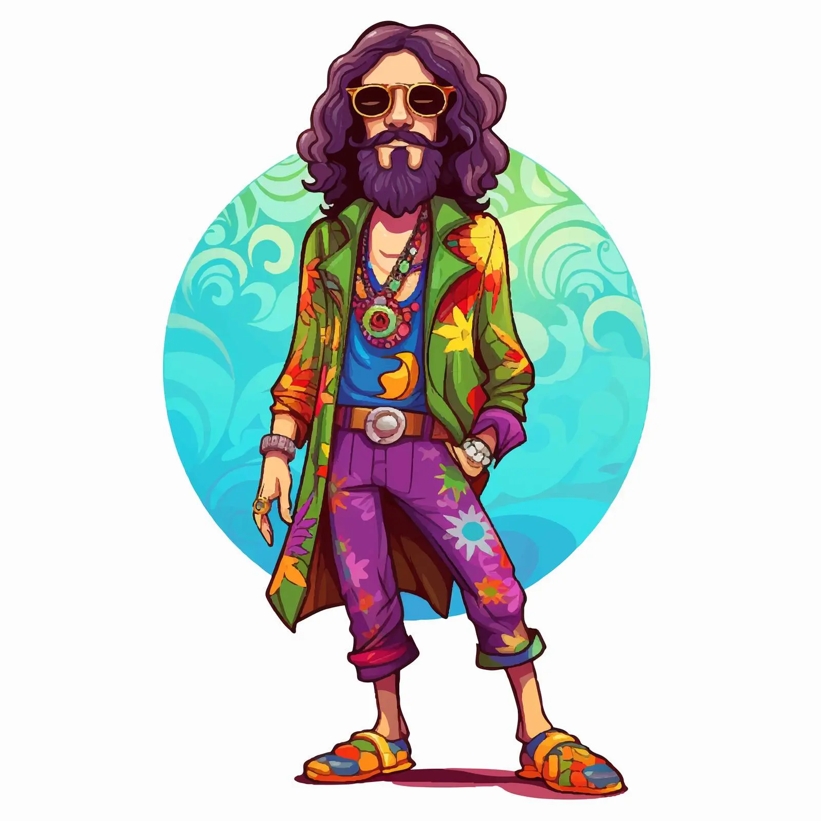 Colorful Retro Hippie Character Vector Art — free download from Dotvec