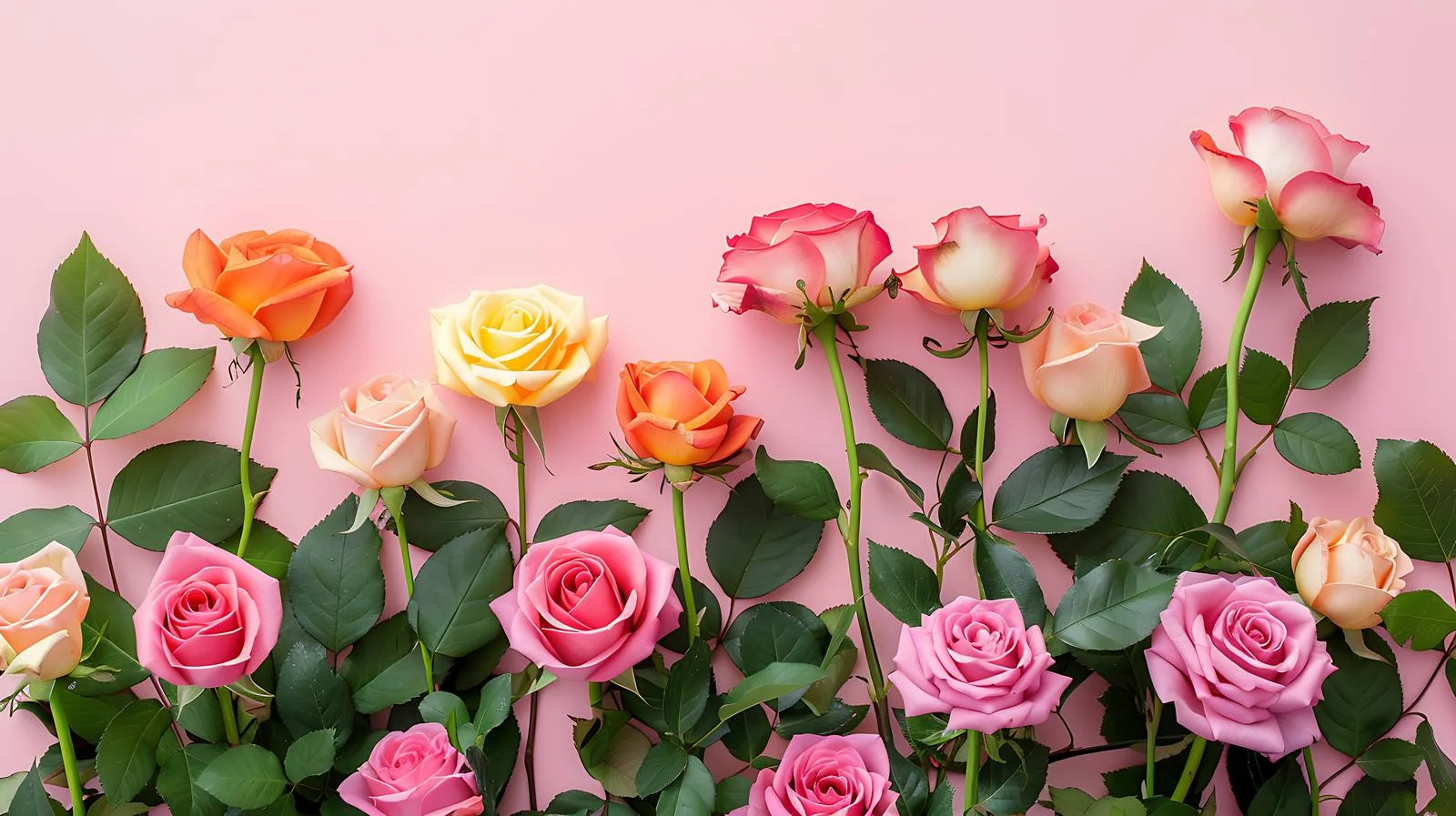 Vibrant Rose Floral Arrangement on Pastel Pink — free download from Dotvec