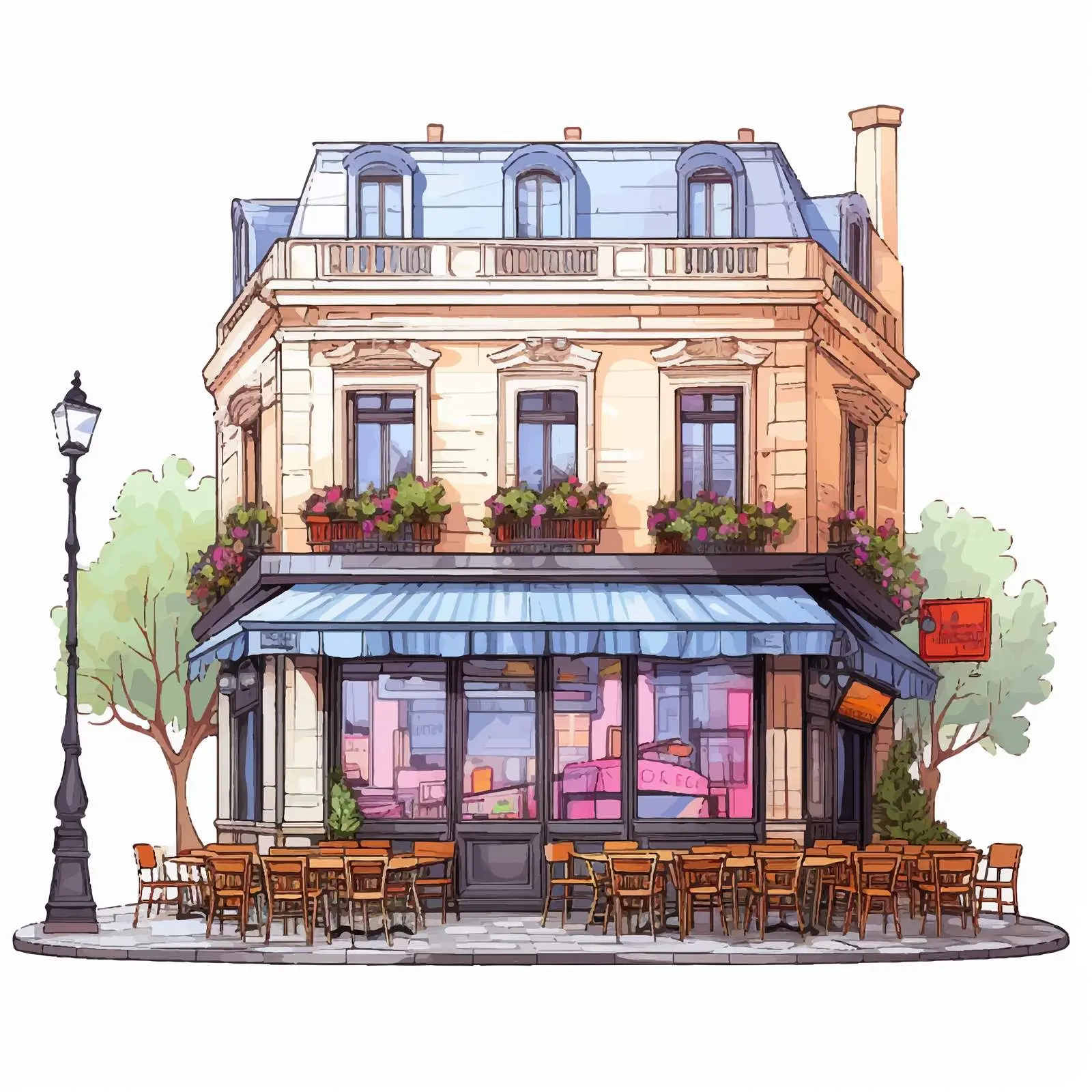 Vibrant Outdoor Cafe Vector Illustration — free download from Dotvec