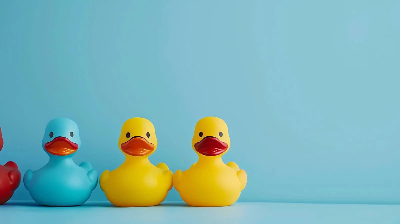 Vibrant Rubber Ducks on Blue Background – free quack image from Dotvec