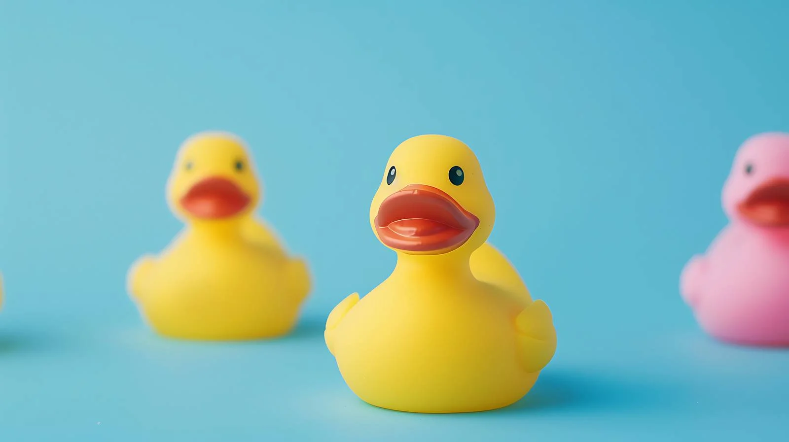 Vibrant Rubber Duckies on Blue Summer Scene — free download from Dotvec