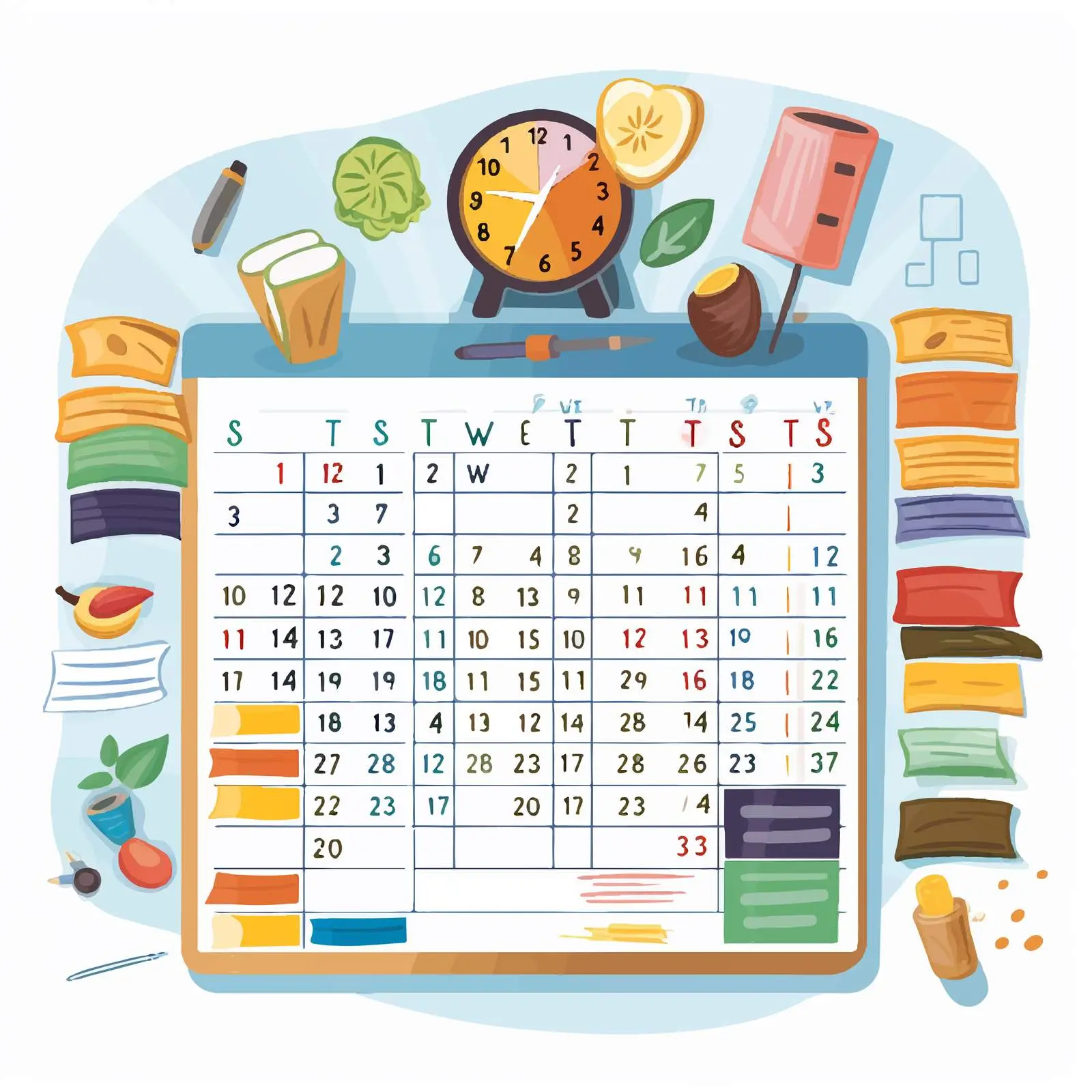 Colorful Daily Lesson and Activity Schedule – free lesson planning image from Dotvec