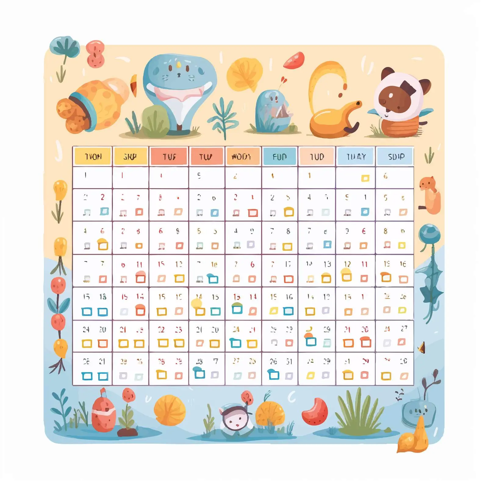 Colorful Daily Lessons and Activities Schedule — free download from Dotvec