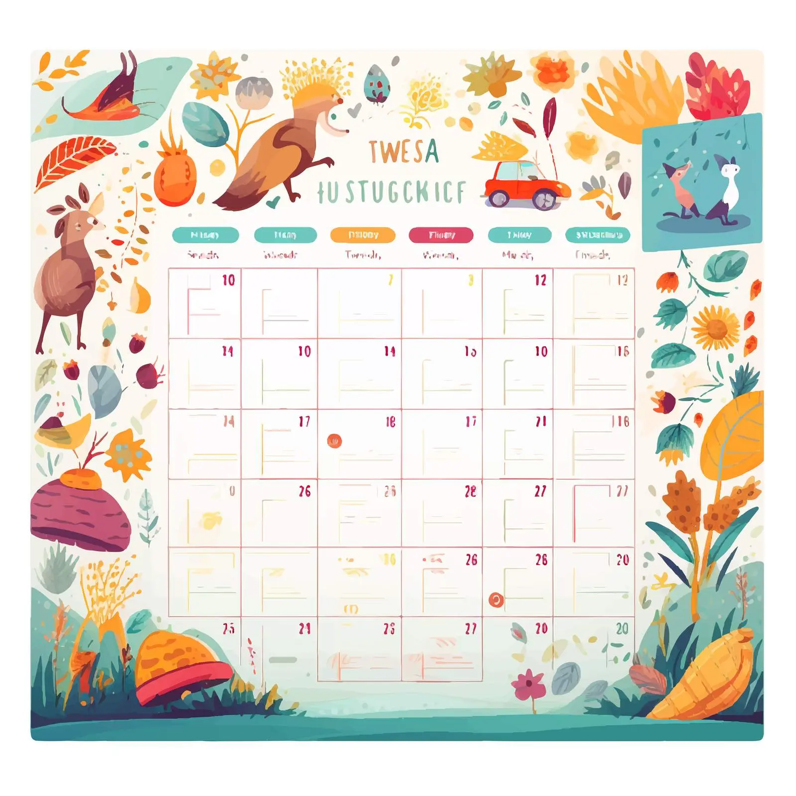 Colorful Daily Lesson and Activity Schedule — free download from Dotvec