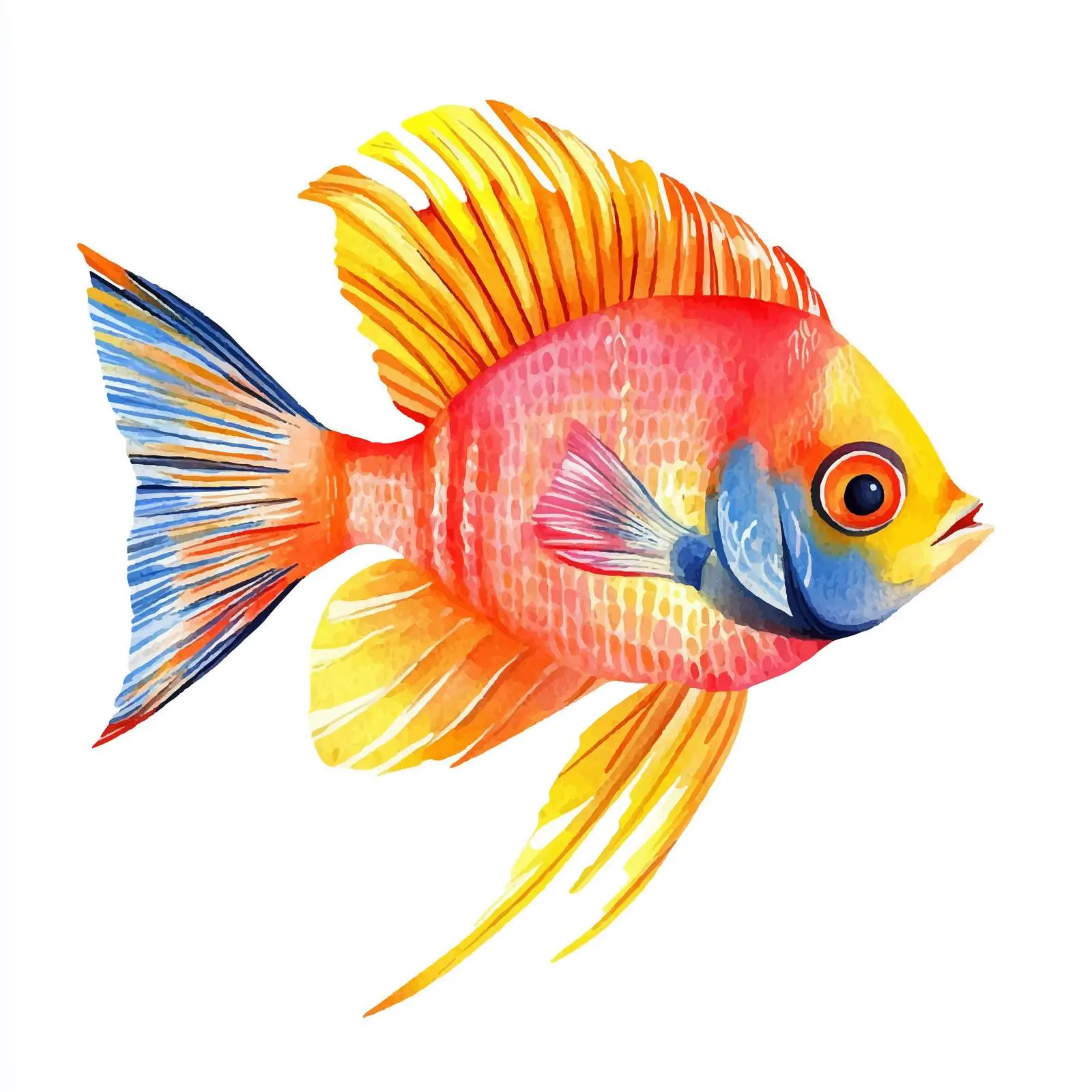 Colorful Sea Fish Watercolor Illustration — free download from Dotvec