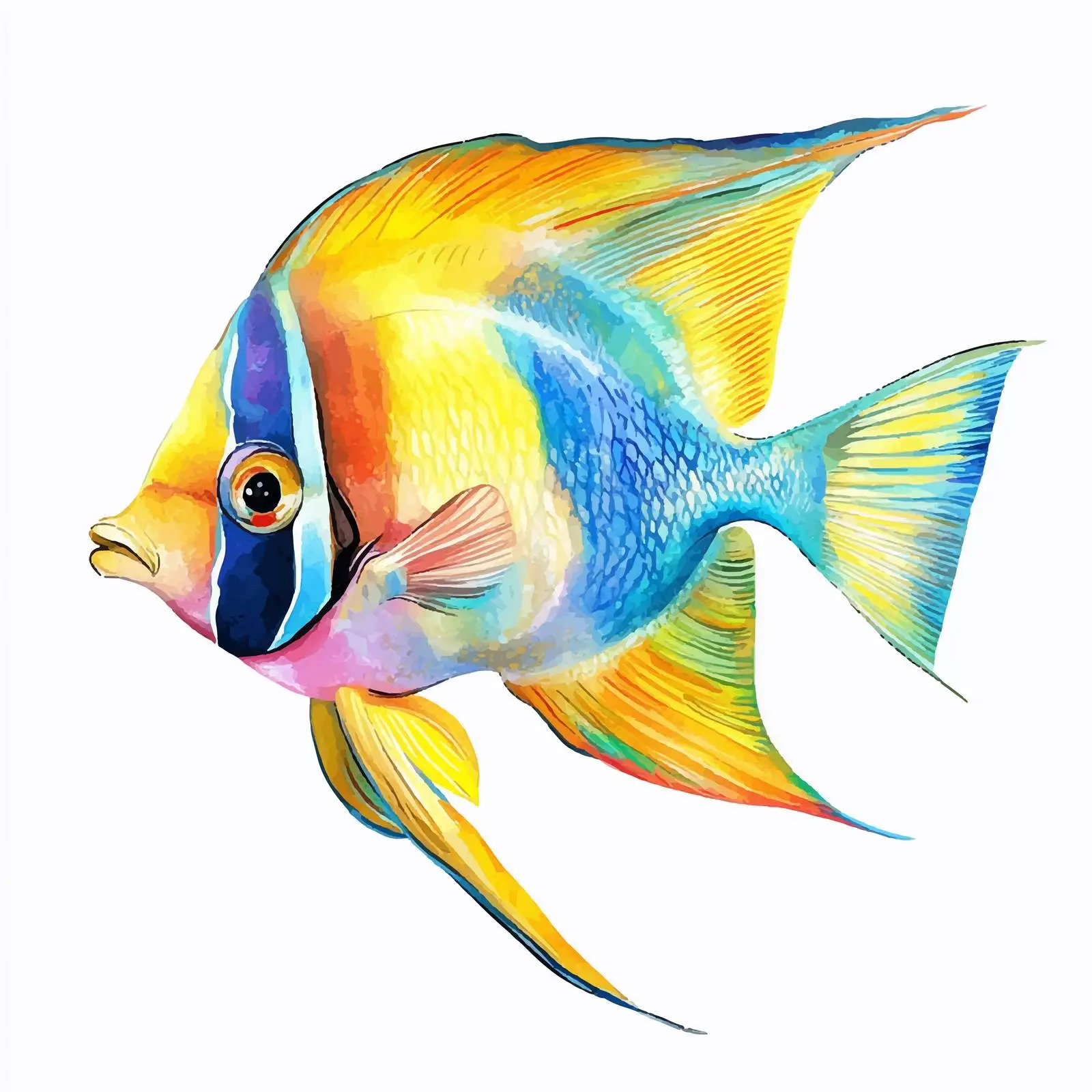Colorful Sea Fish Watercolor Illustration — free download from Dotvec