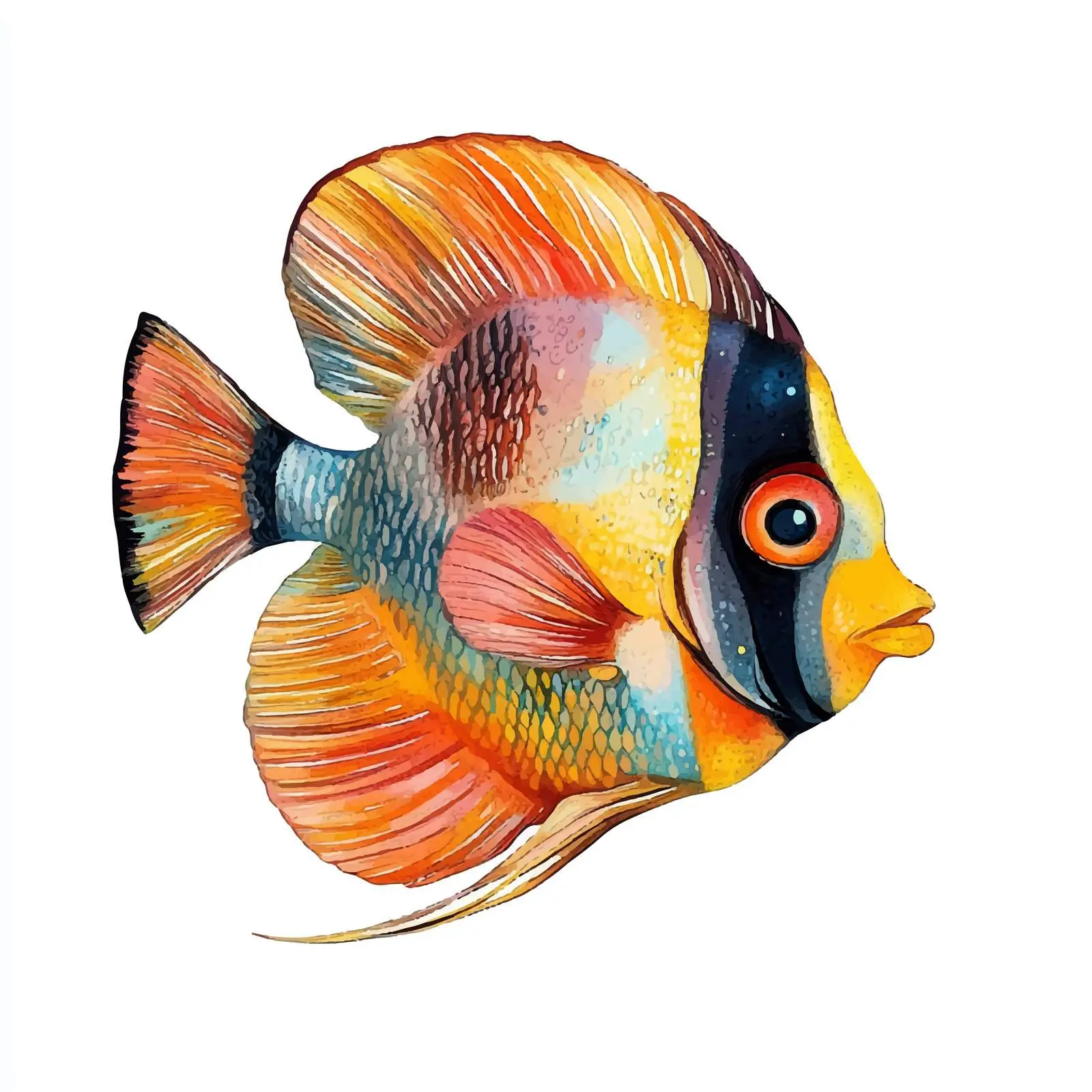 Colorful Sea Fish Watercolor Illustration — free download from Dotvec