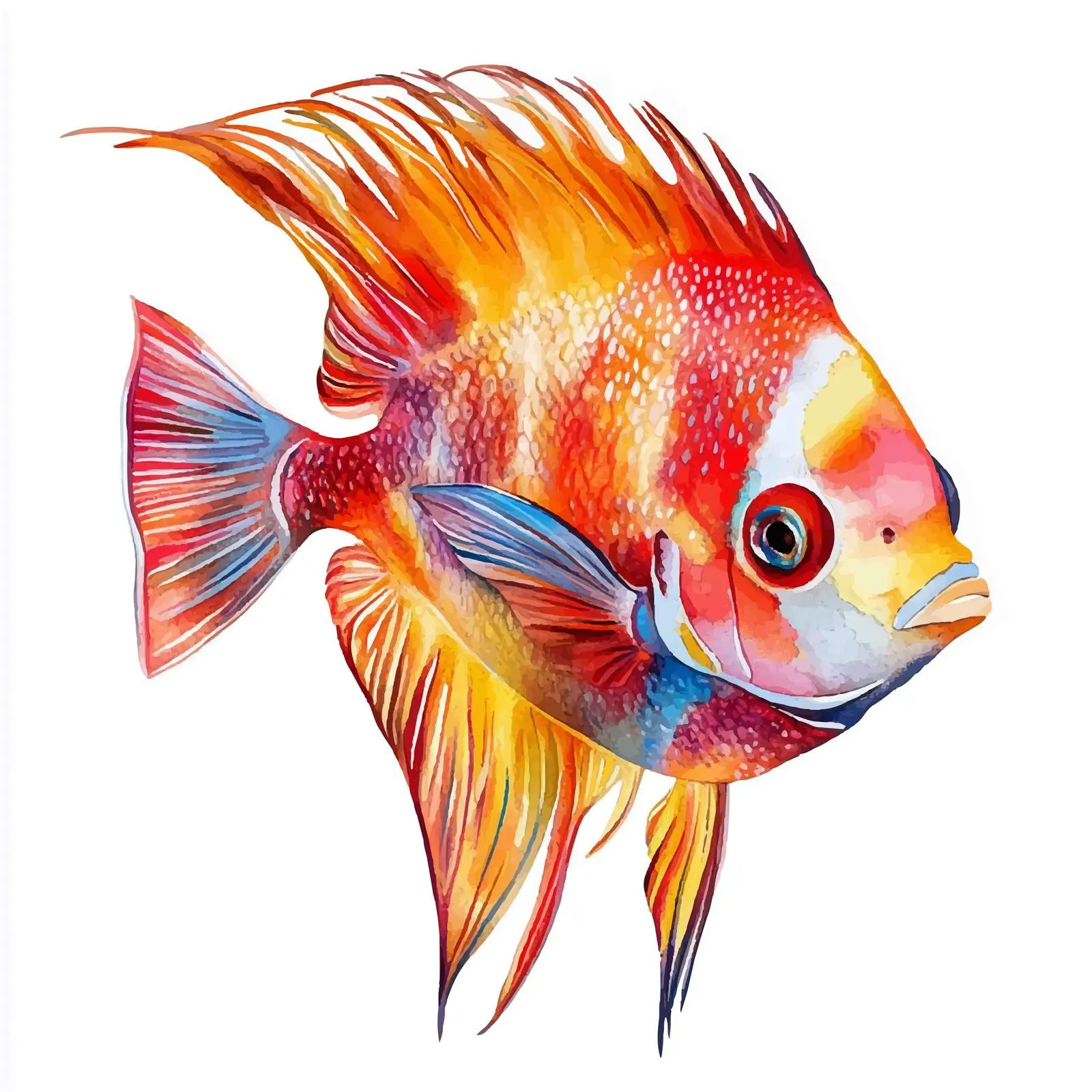 Colorful Sea Fish Watercolor Illustration — free download from Dotvec