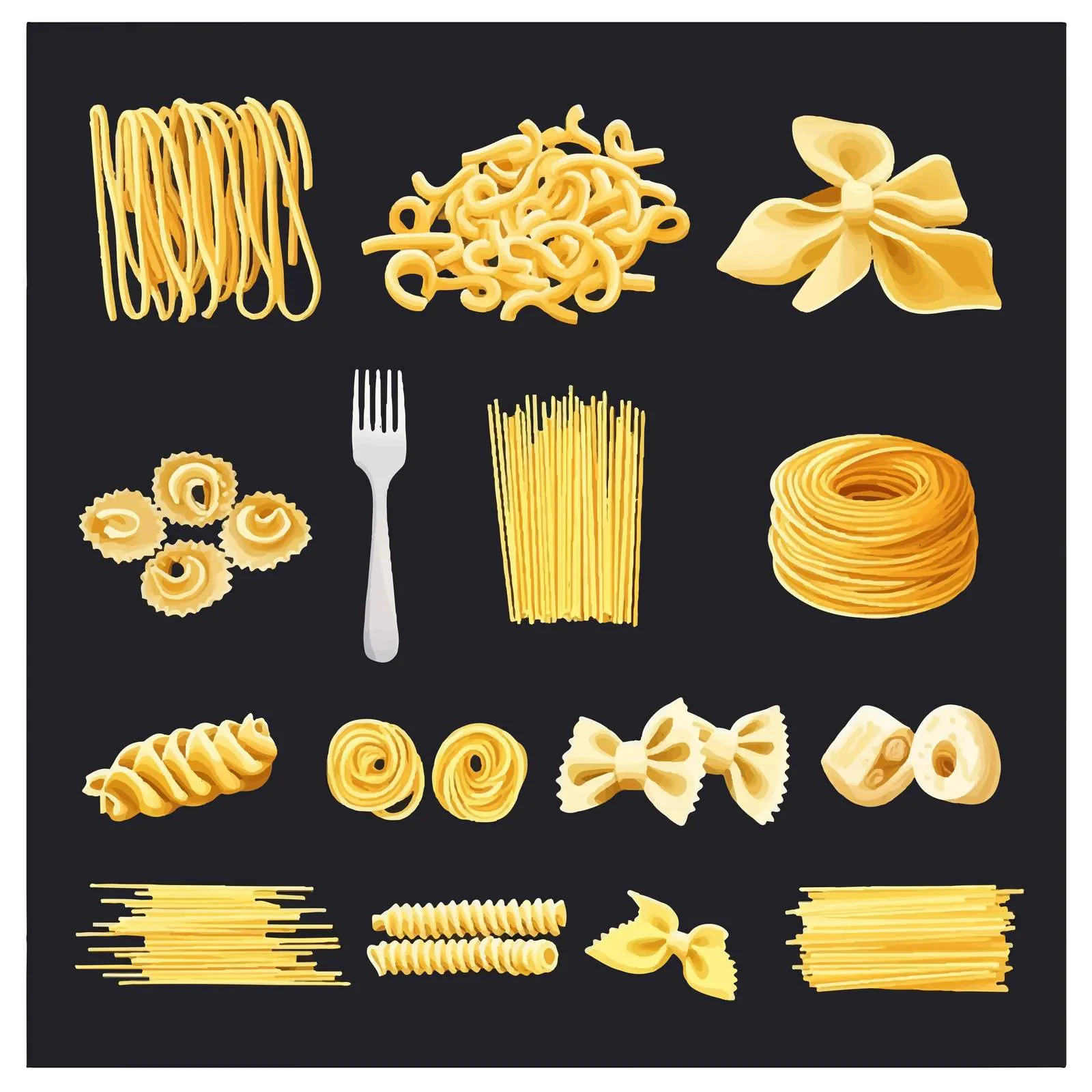 Colorful Assortment of Pasta Varieties and Spaghetti — free download from Dotvec