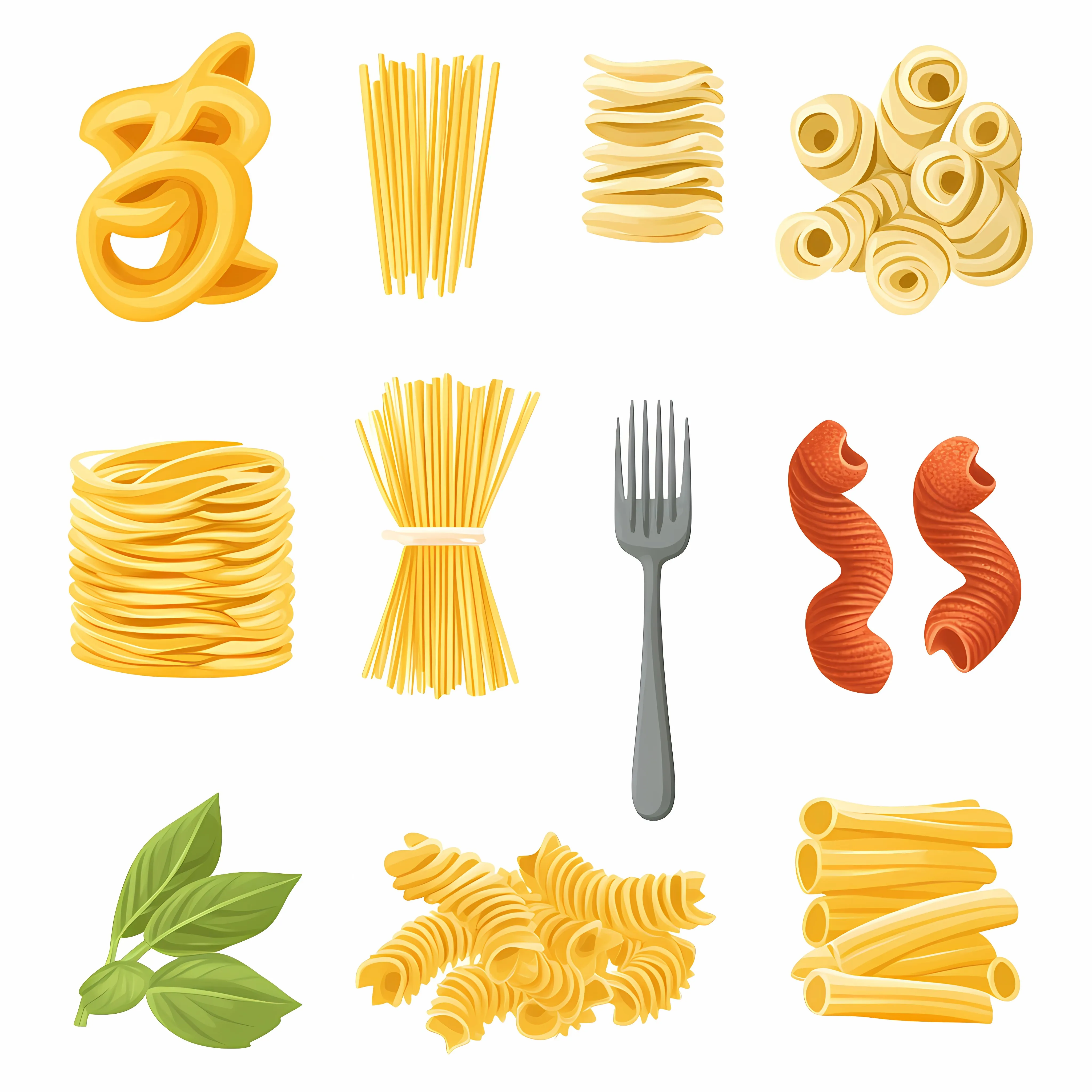Colorful Pasta Varieties Including Fettuccine — free download from Dotvec