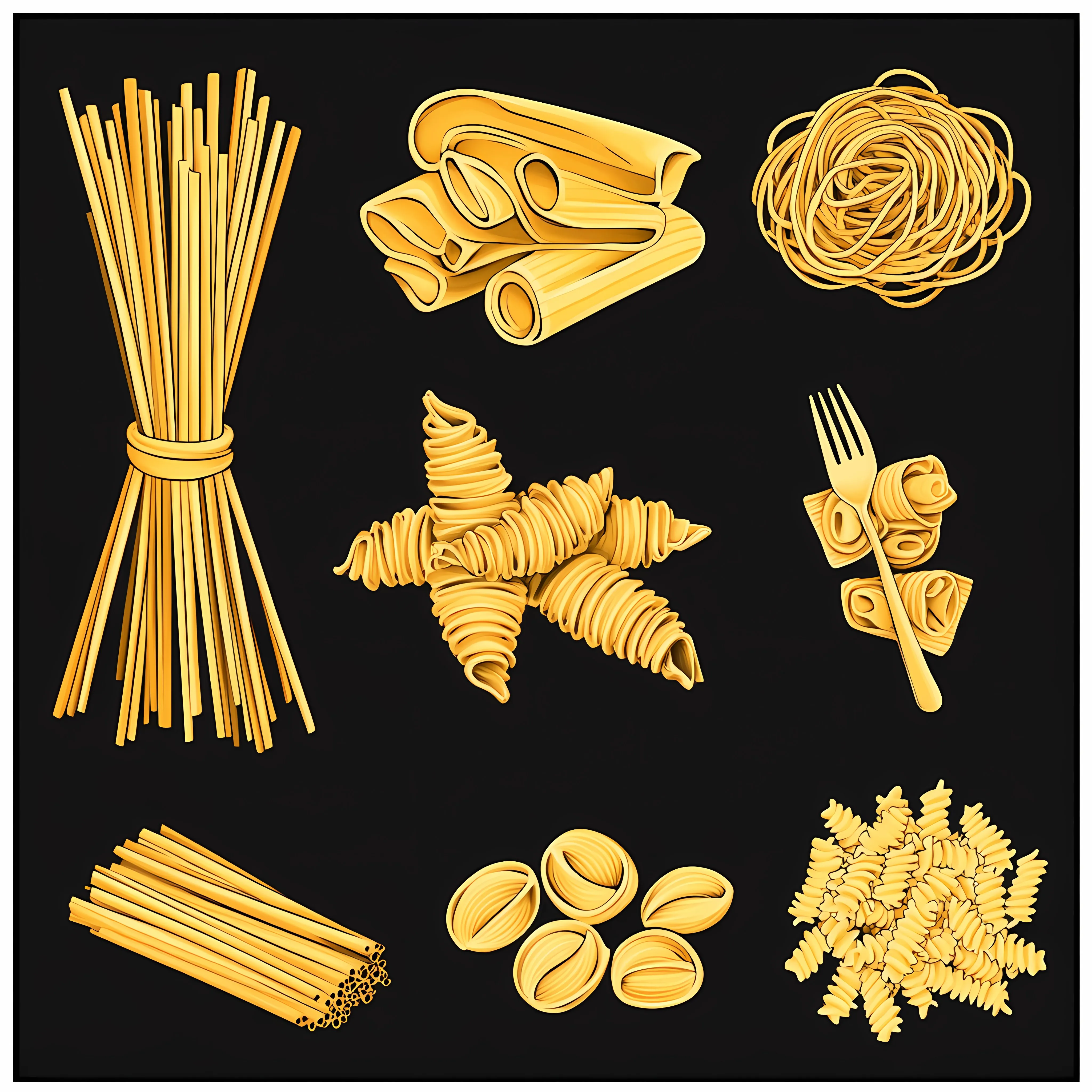 Colorful Variety of Pasta and Spaghetti — free download from Dotvec
