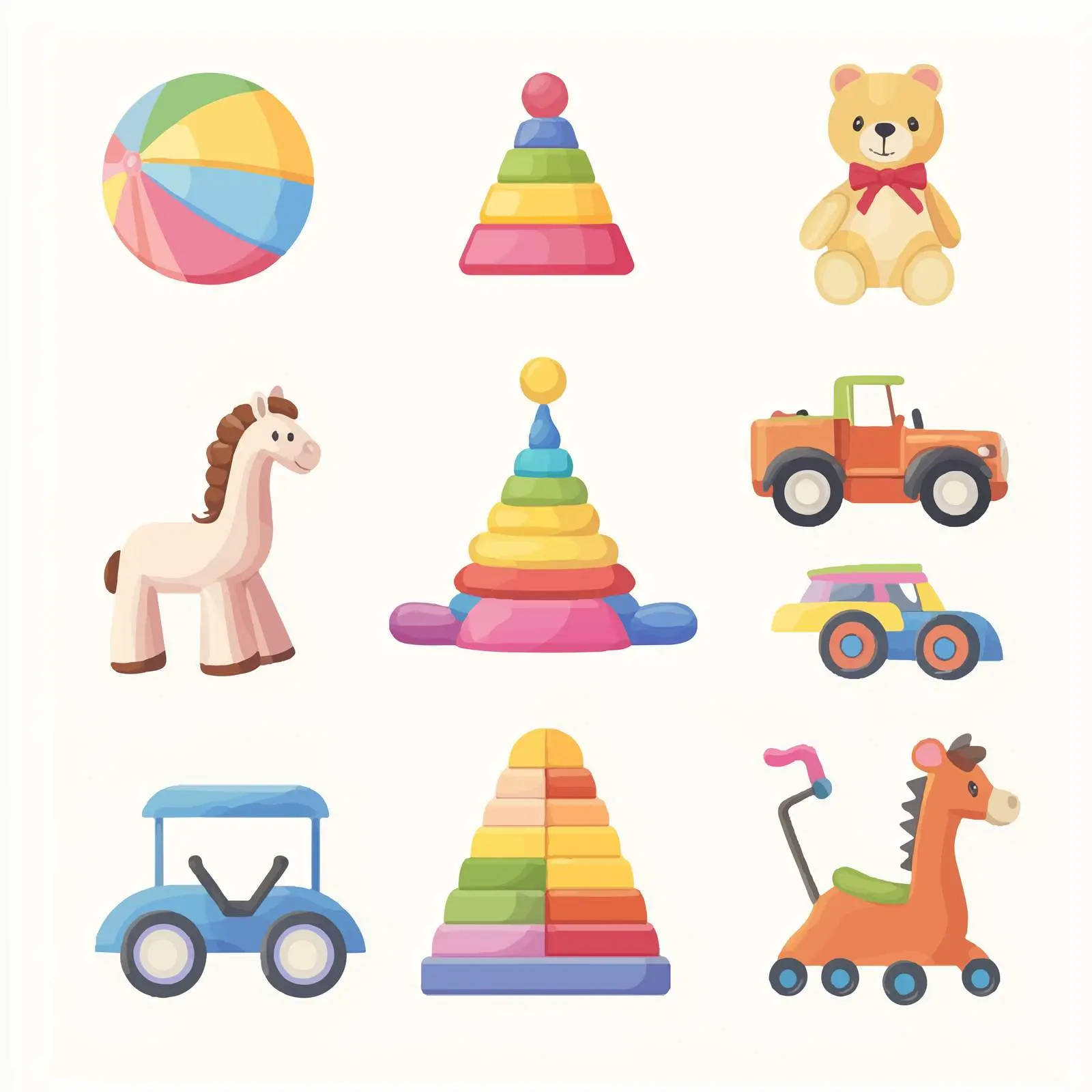 Colorful Toy Spinning Top and Horse — free download from Dotvec