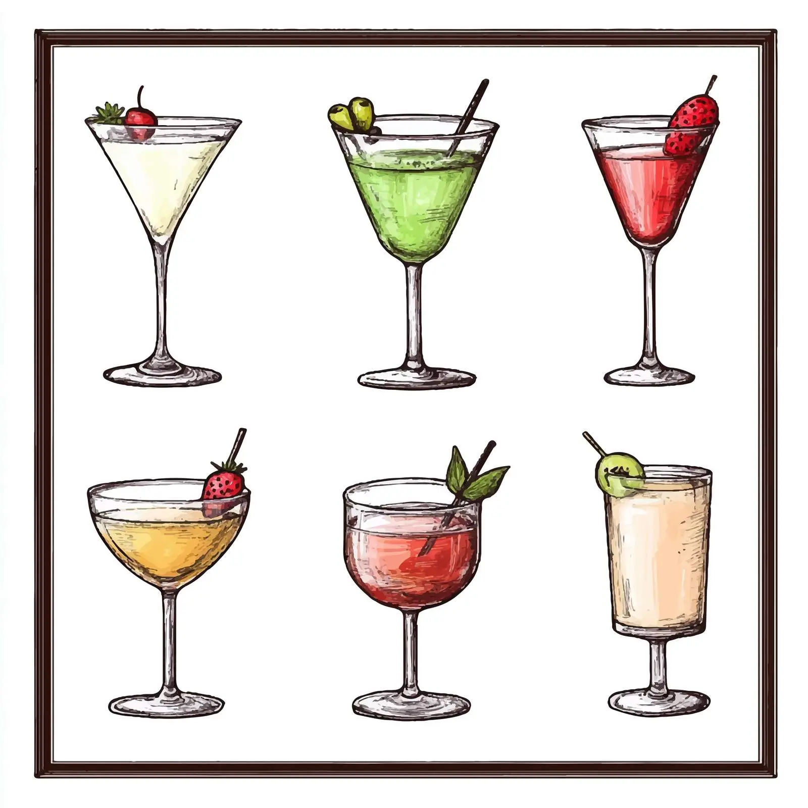 Colorful Cocktail Sketch Set — free download from Dotvec