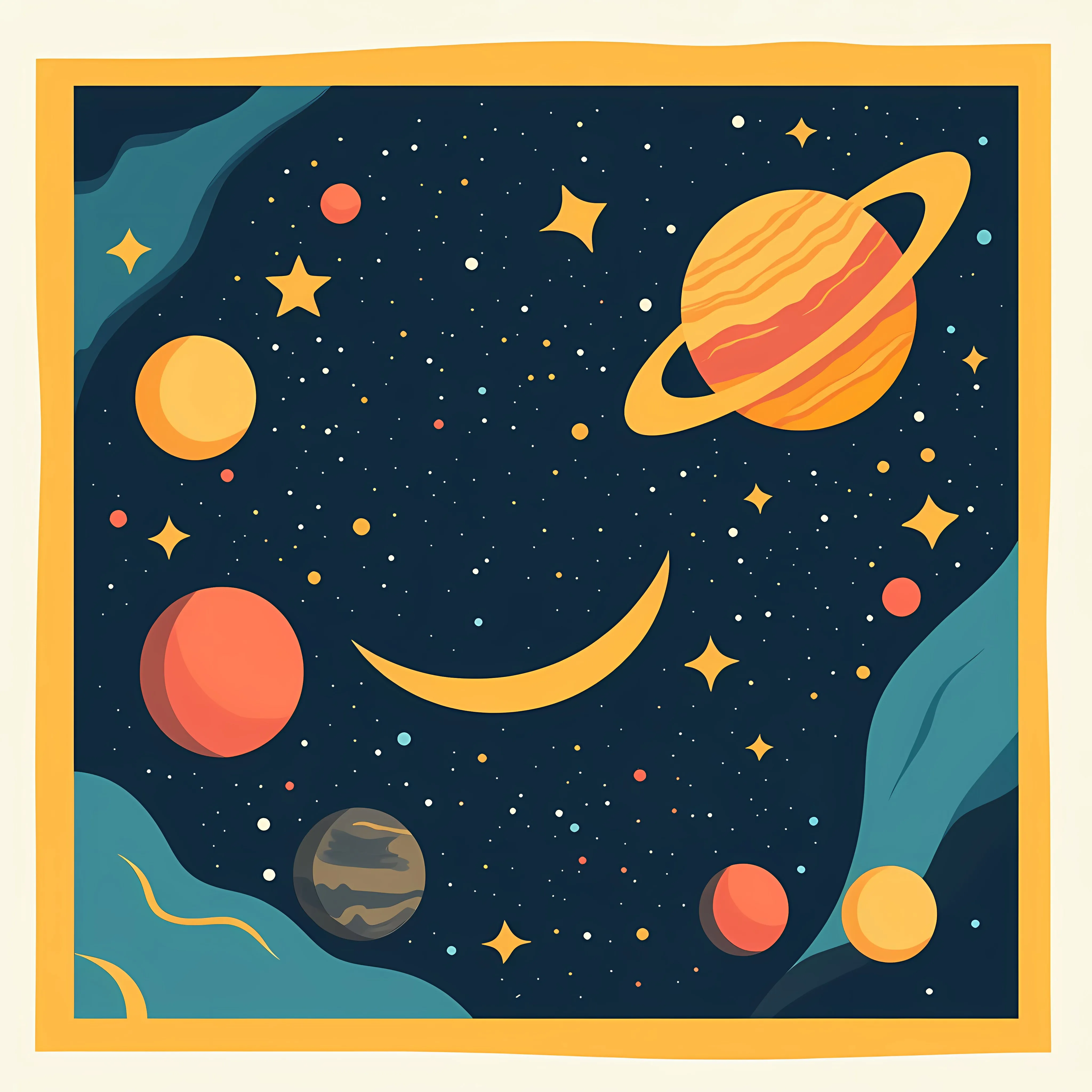 Colorful Space and Planet Illustrations Vector Art — free download from Dotvec