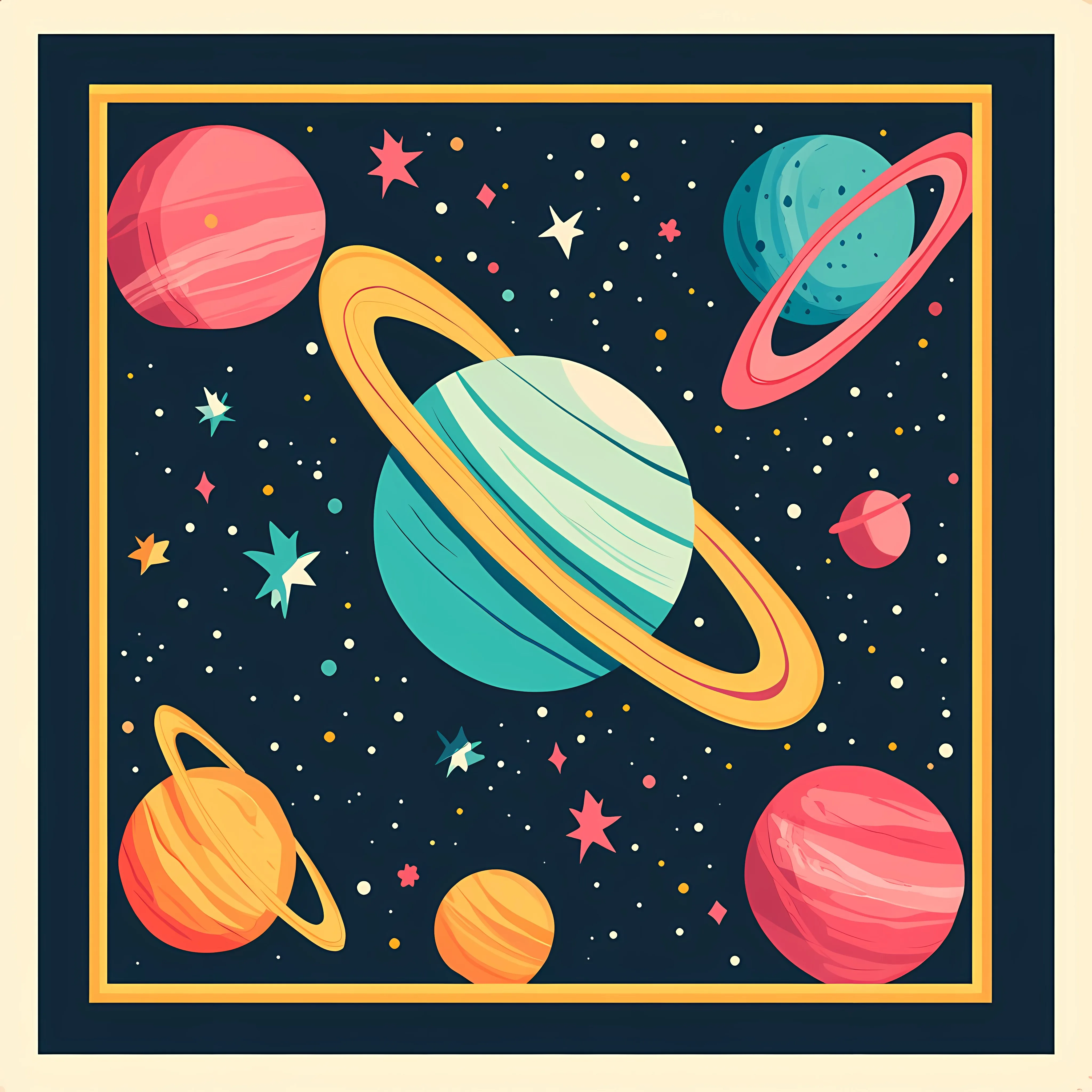 Colorful Space and Planets Illustration Vector Art — free download from Dotvec