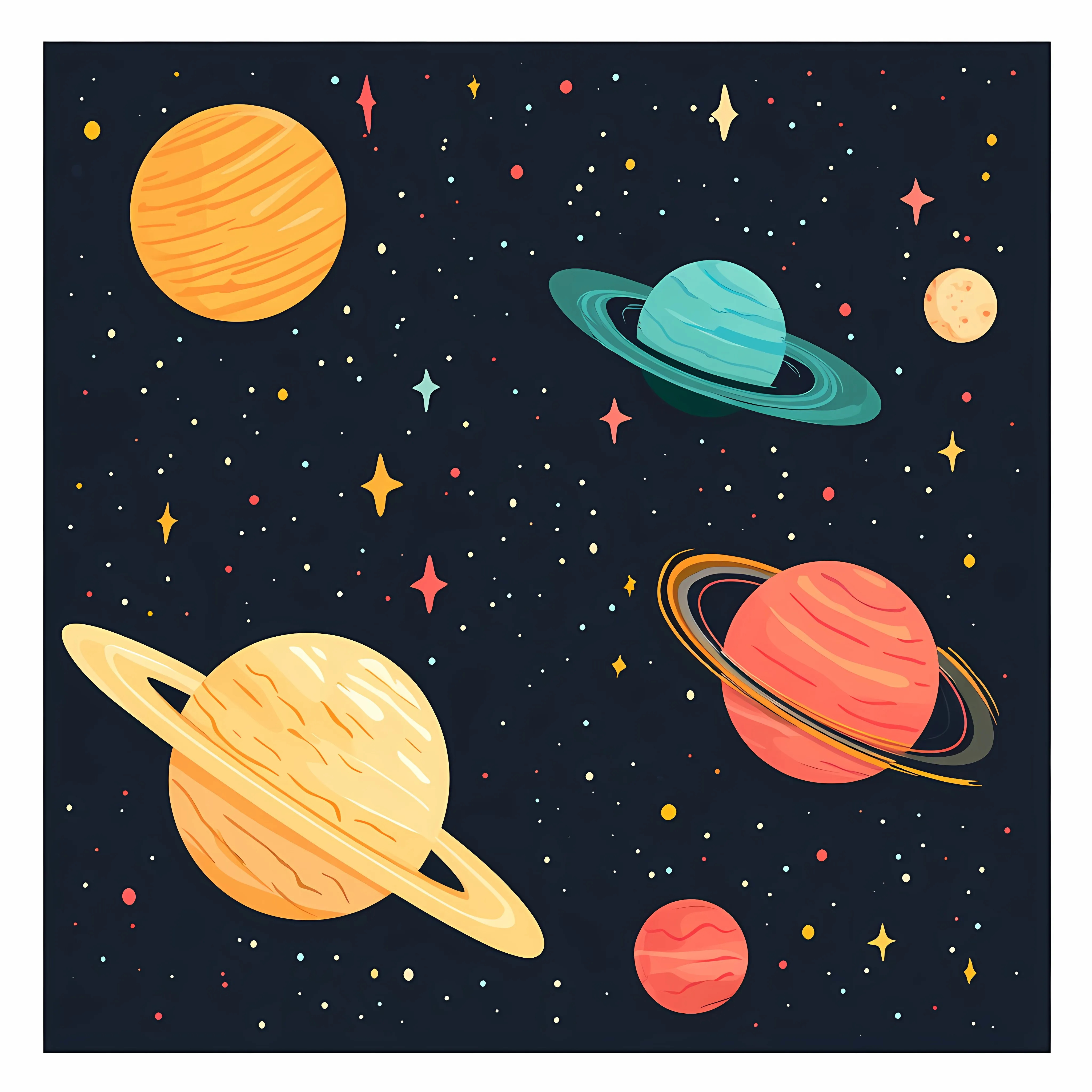 Colorful Space and Planets Illustration Vector Art — free download from Dotvec