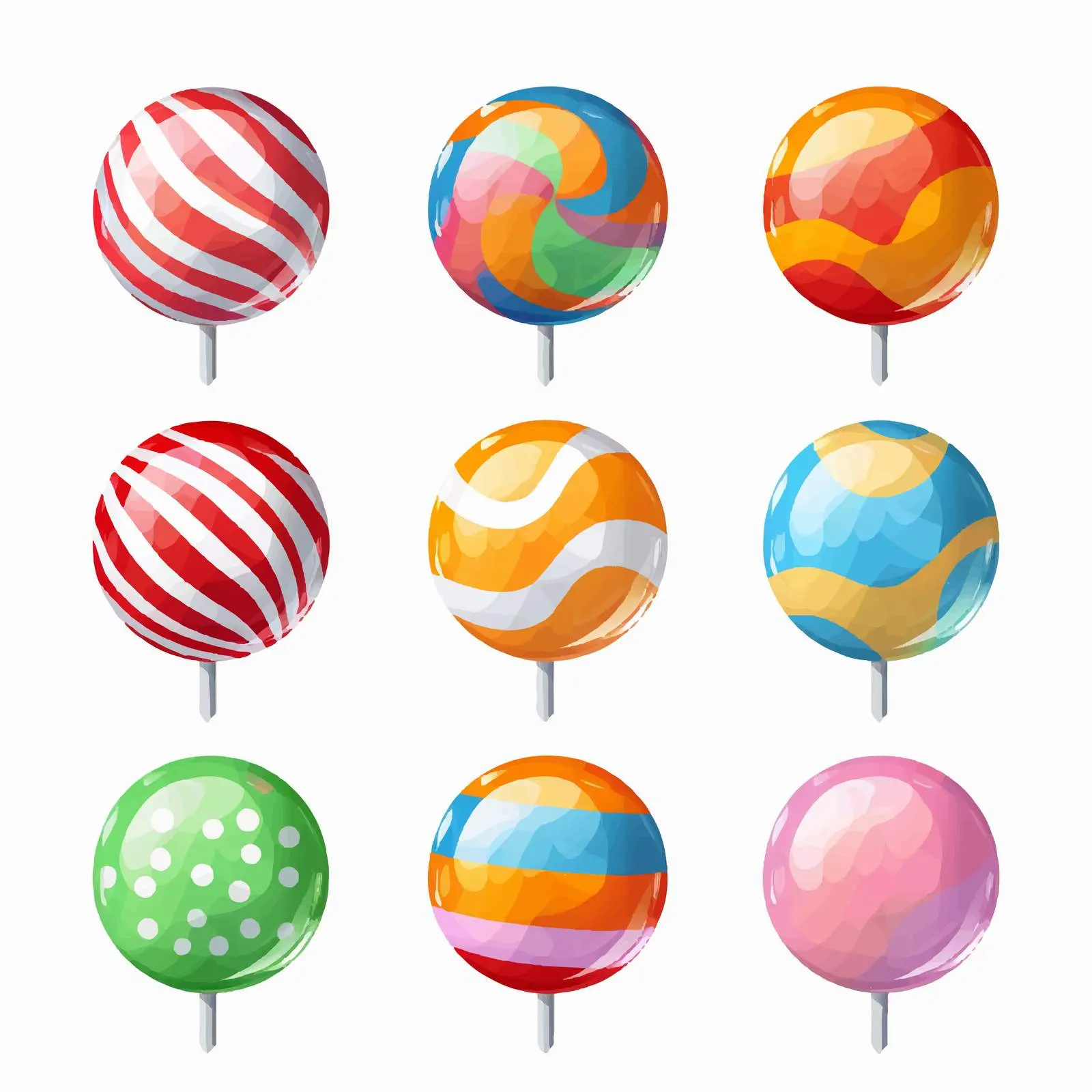 Colorful Striped Caramel Ball Illustration Stickers Kit — free download from Dotvec