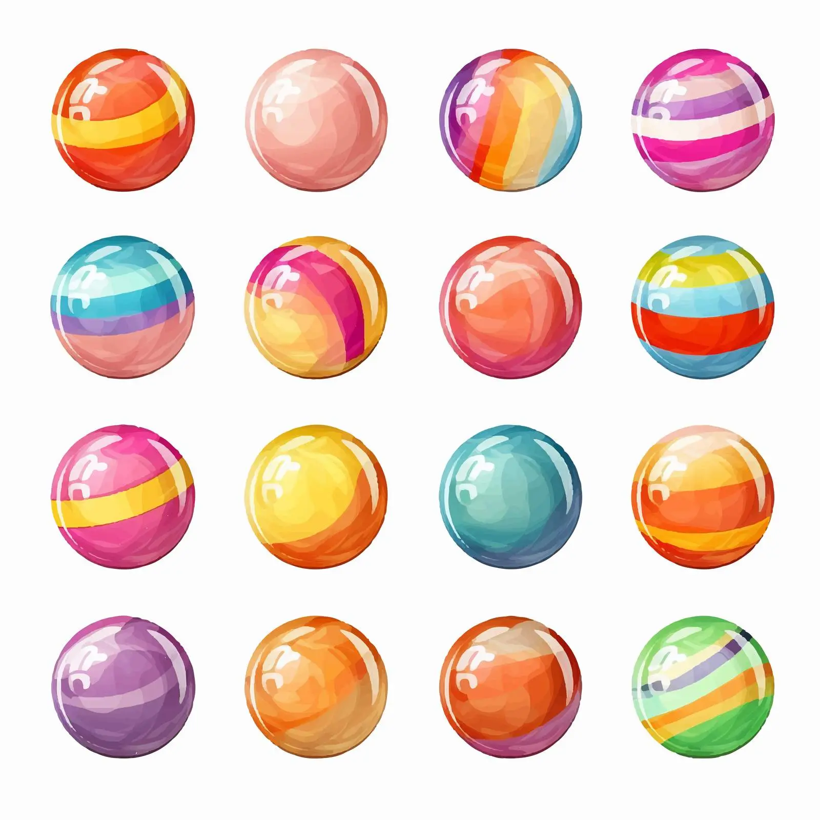 Colorful Striped Caramel Balls Illustration Stickers Kit — free download from Dotvec