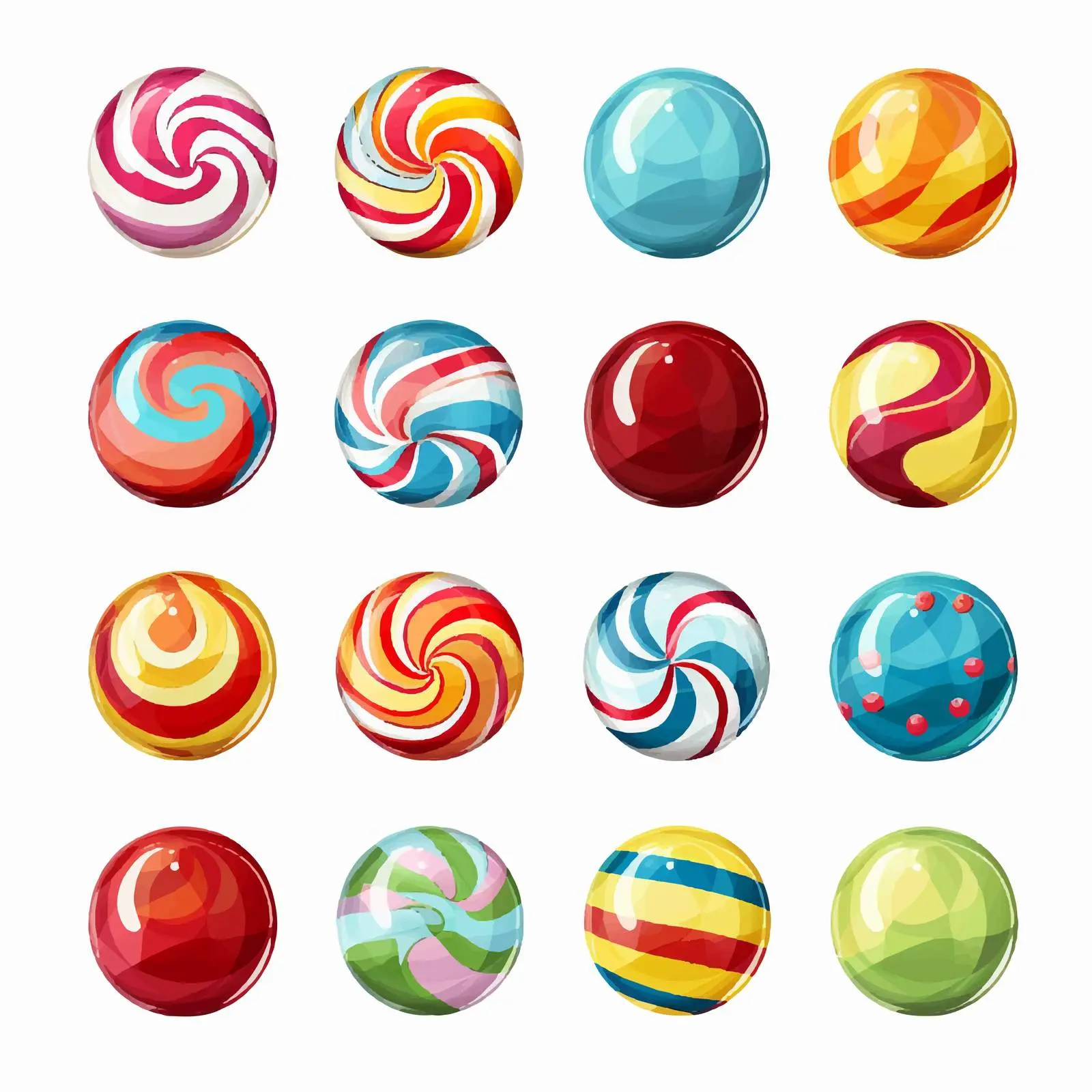 Colorful Striped Caramel Balls Illustration Set — free download from Dotvec