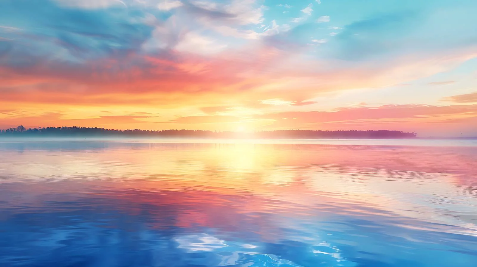 Vibrant Summer Dawn at Lake Shoreline — free download from Dotvec