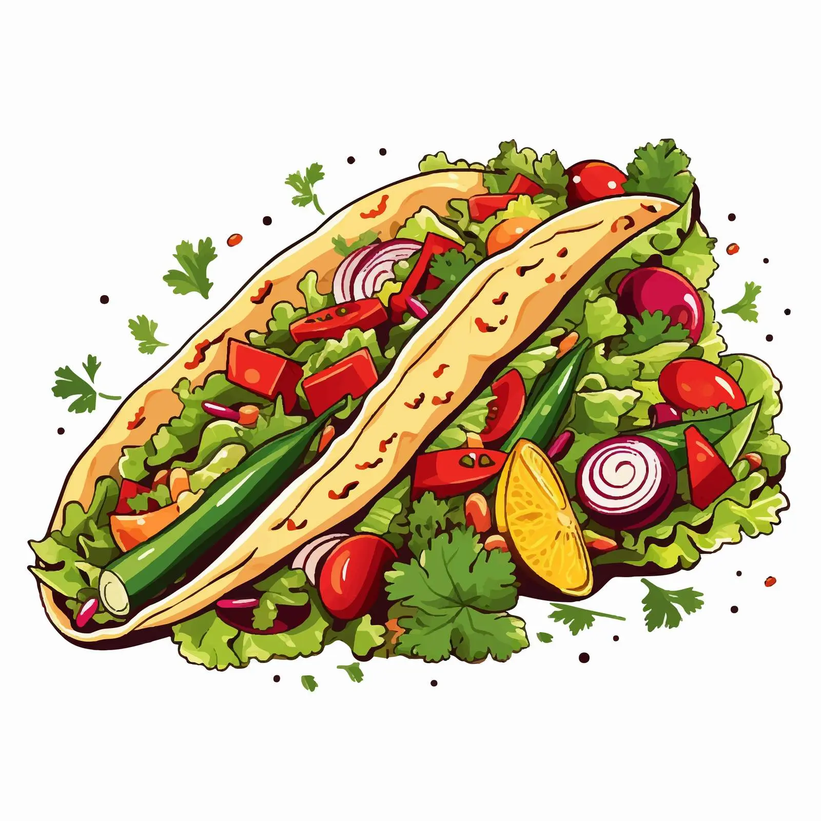 Colorful Taco with Diverse Ingredients Vector — free download from Dotvec