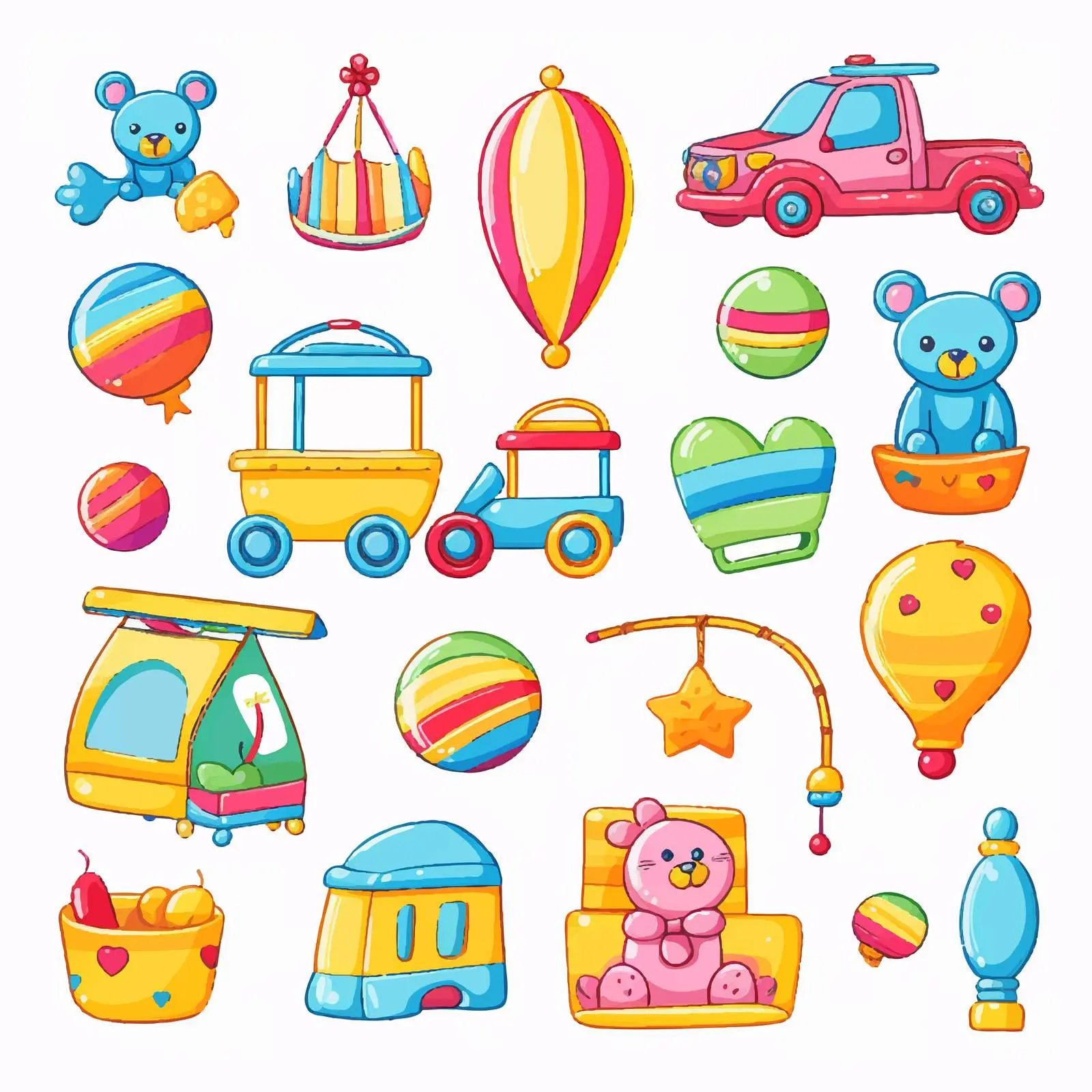 Colorful Cartoon Toys Set for Kids – free cartoon toys image from Dotvec