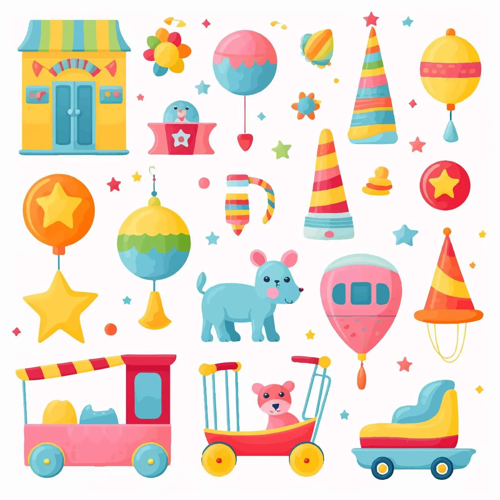 Colorful Toy Set for Kids - Vectors – free cartoon toys image from Dotvec