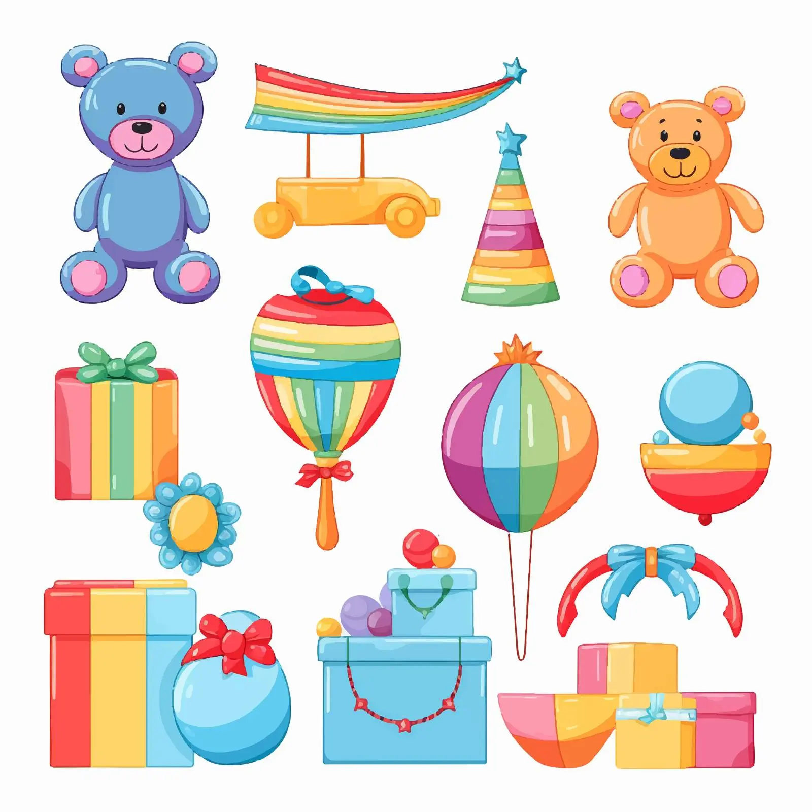 Colorful Cartoon Toys Set for Kids – free vector creativity image from Dotvec