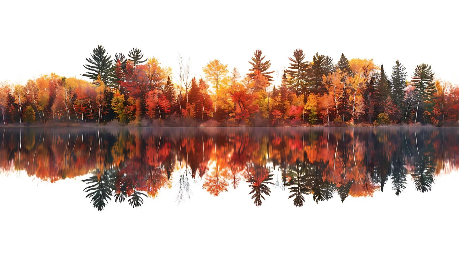Vibrant treeline reflecting on serene Minnesota lake — free download from Dotvec