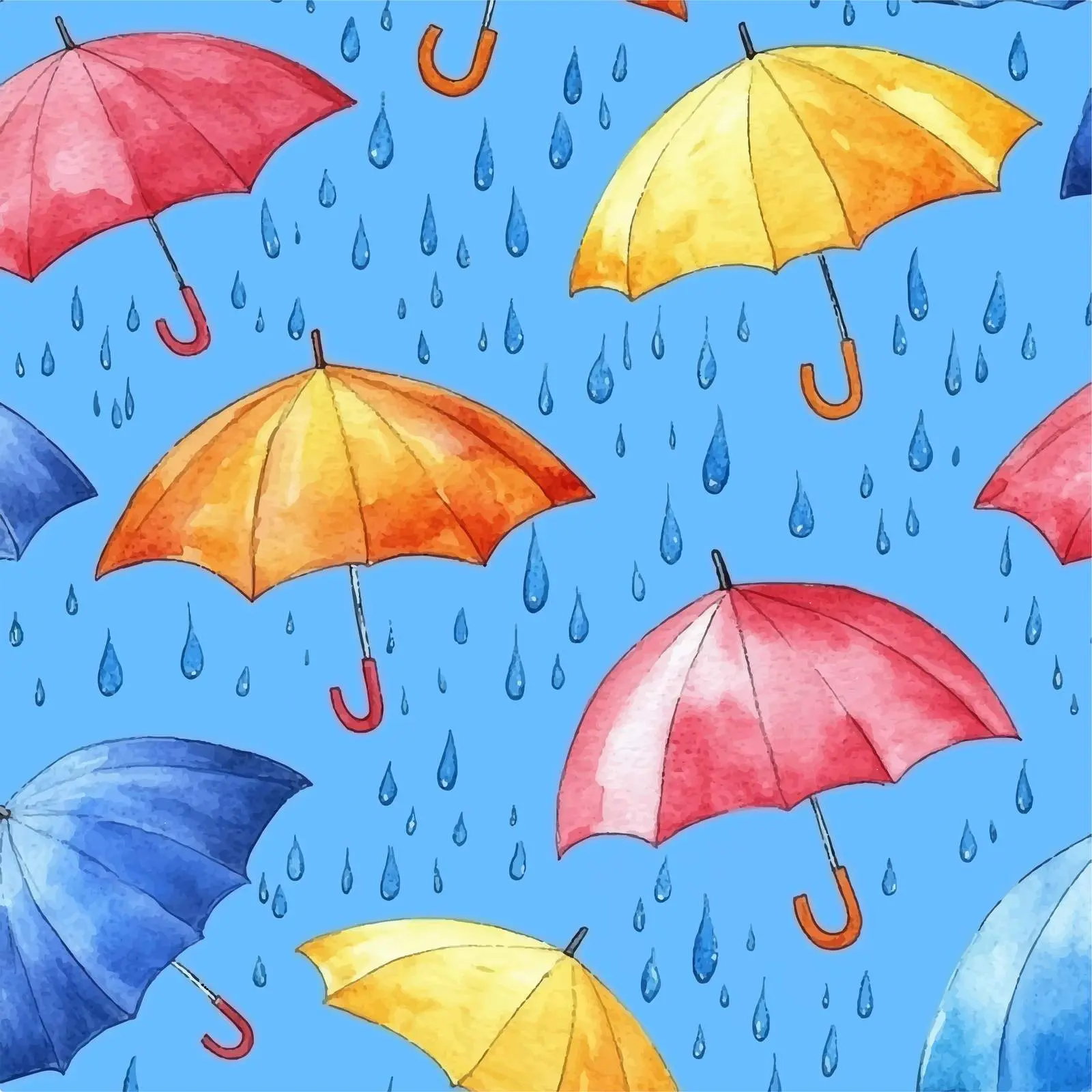 Colorful Umbrellas Under Raindrops Illustration – free umbrella image from Dotvec