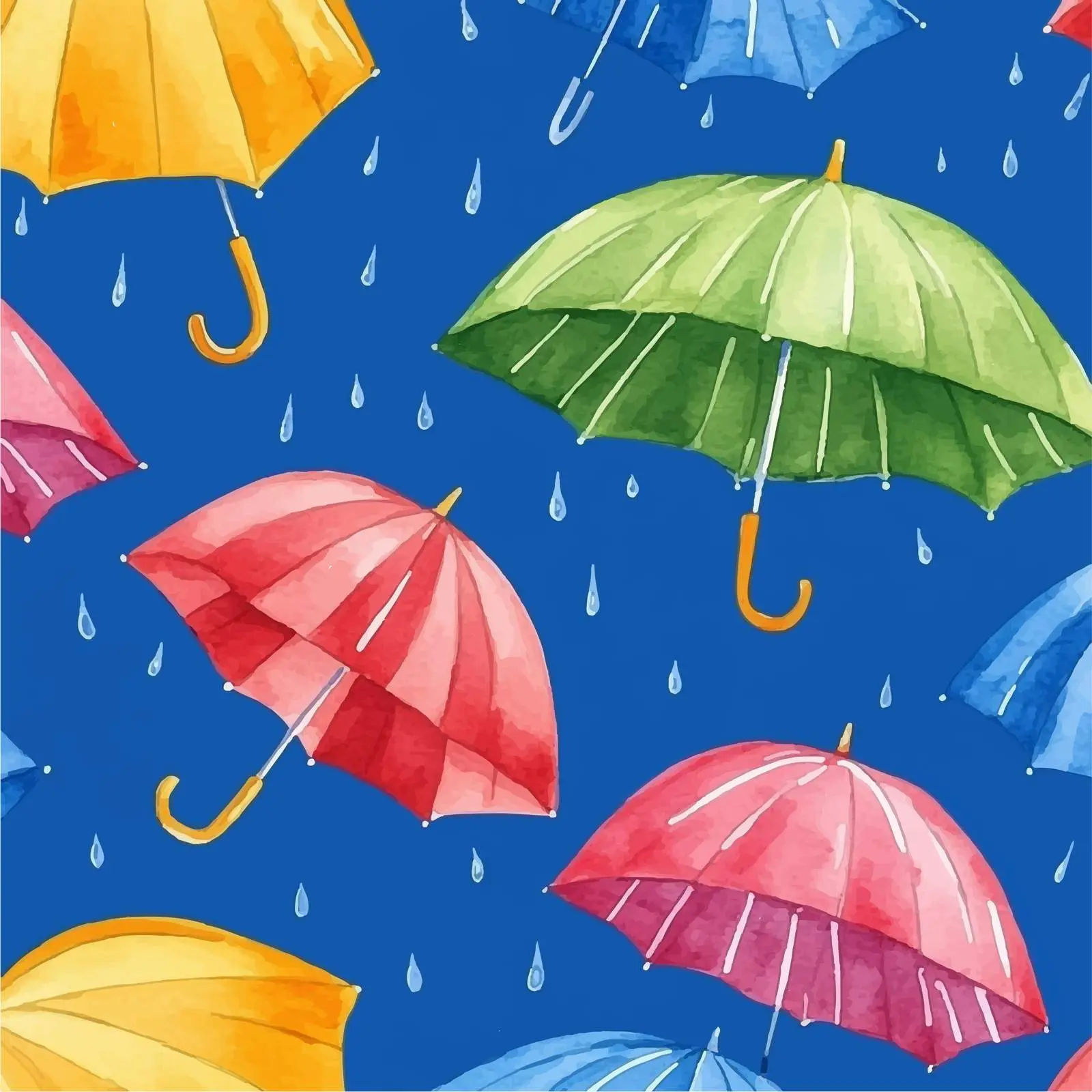 Colorful Umbrellas with Raindrops in Watercolor – free umbrella image from Dotvec