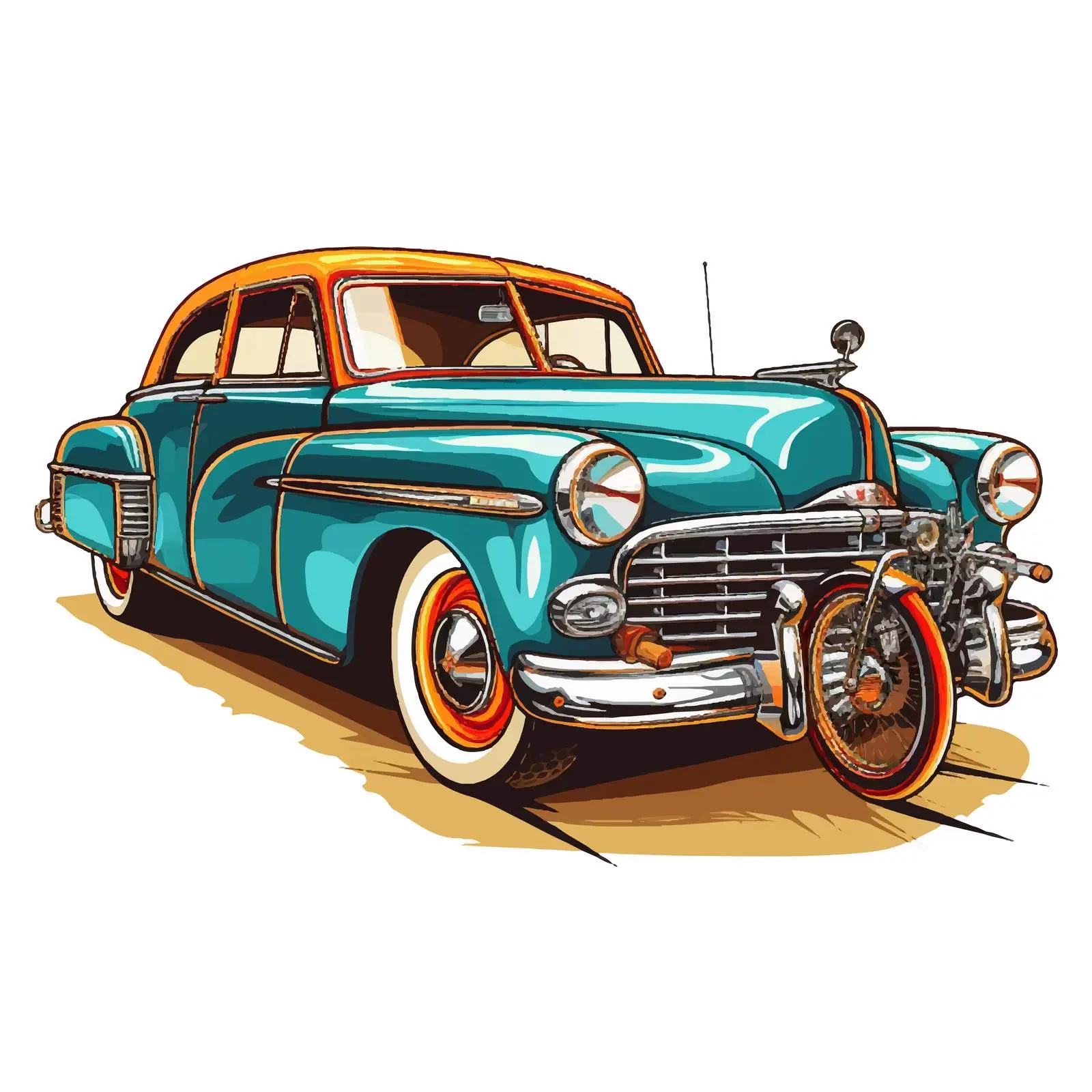 Colorful Vintage Car and Bike Vector Illustration – free motorcycle image from Dotvec