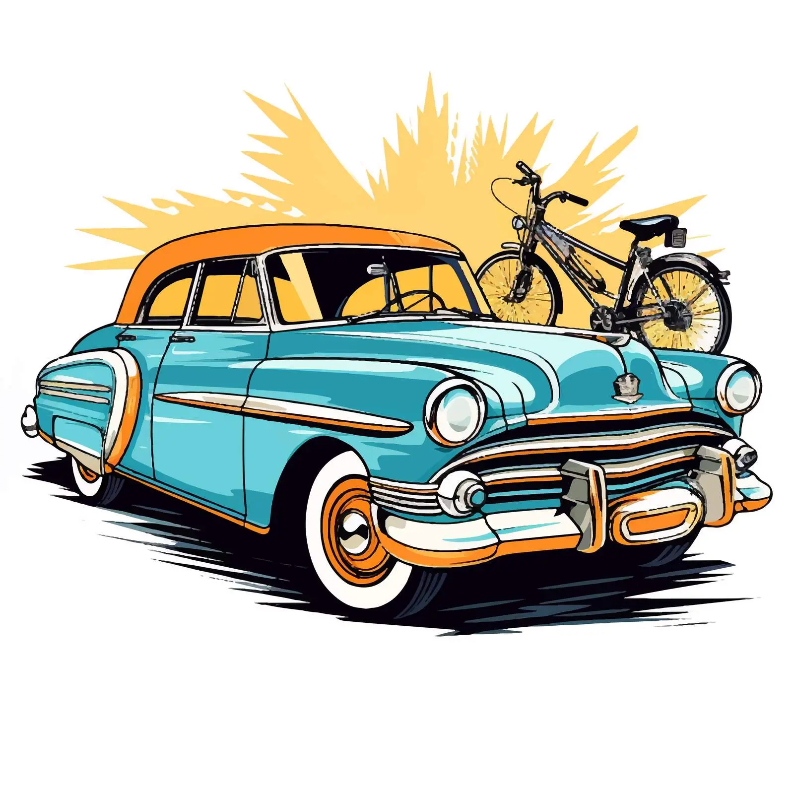 Classic Car and Bike Vector Illustration — free download from Dotvec