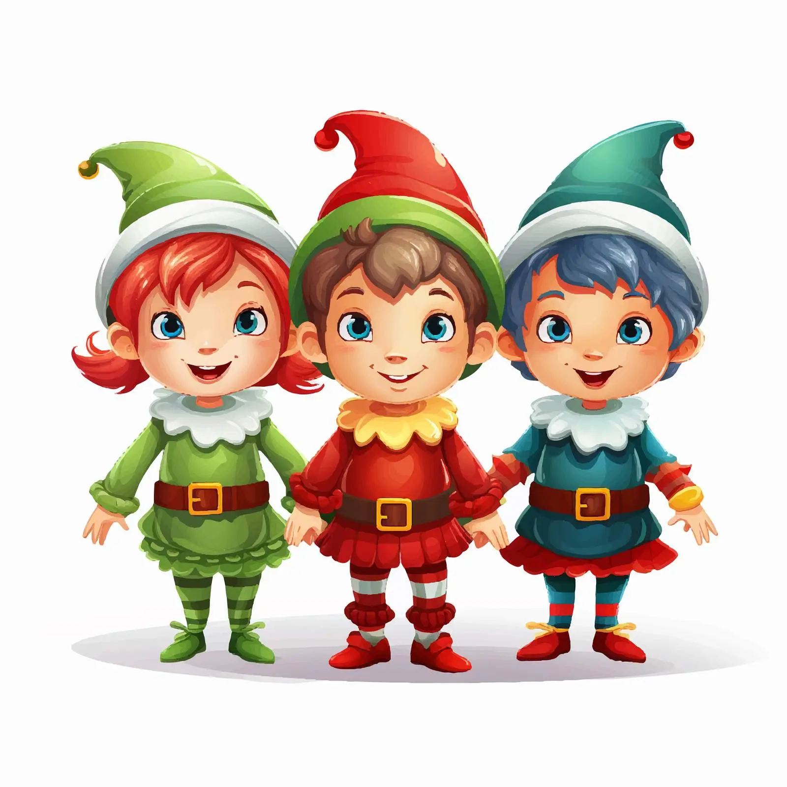 Colorful Christmas Elves Vector Illustration — free download from Dotvec