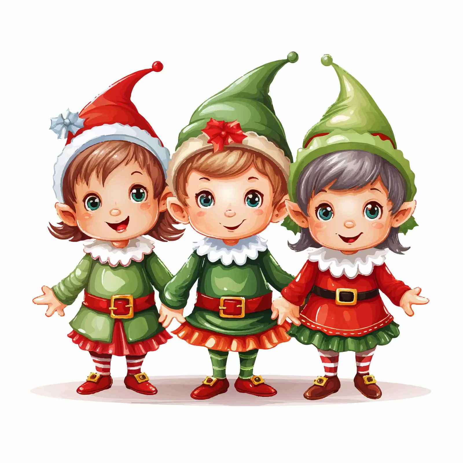 Festive Christmas Elves Colorful Vector Illustration — free download from Dotvec