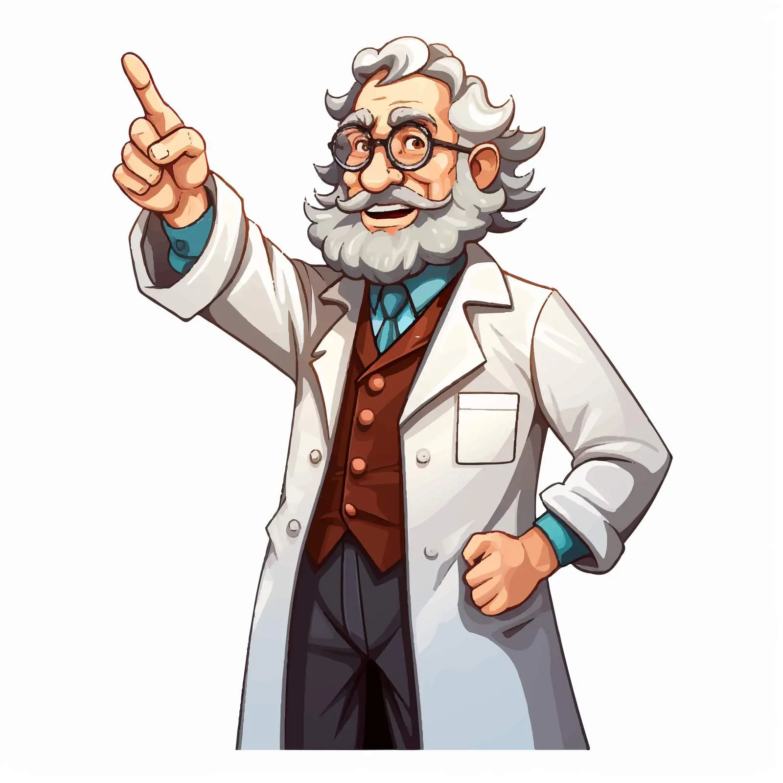 Happy Scientist Pointing Upwards Vector Illustration — free download from Dotvec