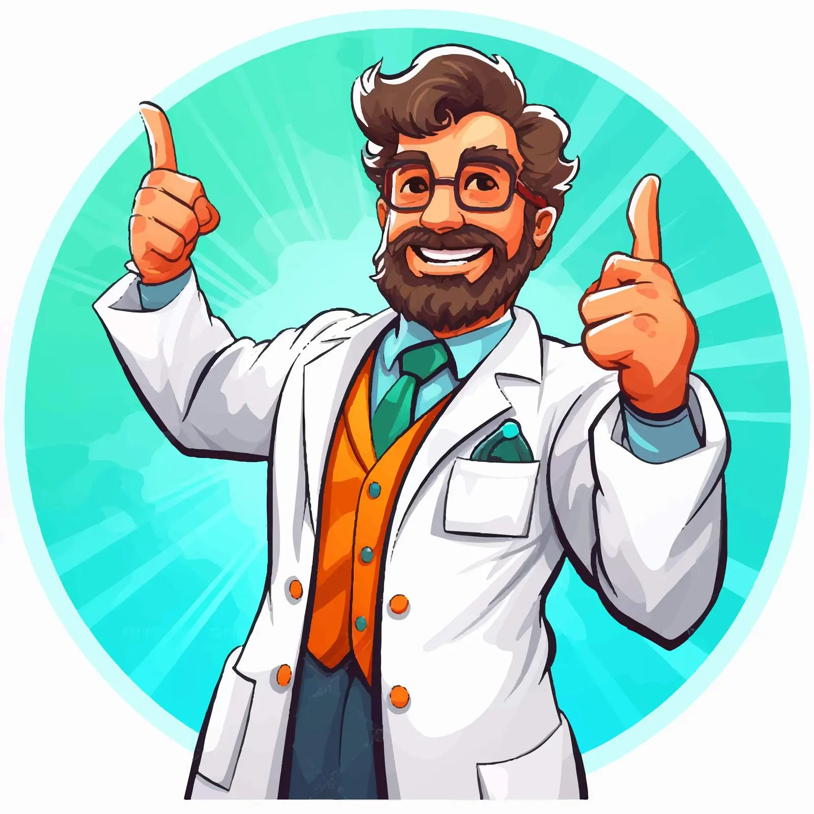 Happy Scientist Pointing Upwards Vector — free download from Dotvec