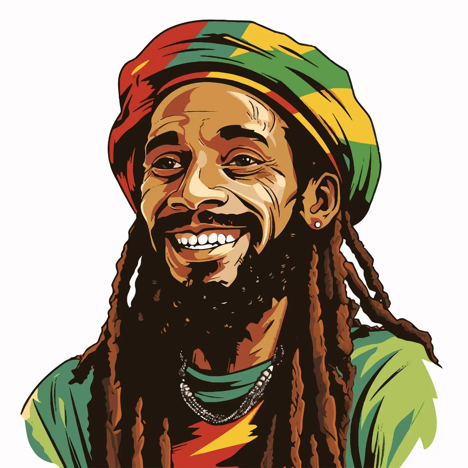 Smiling Rastafarian Man Colorful Vector Art — free download from Dotvec