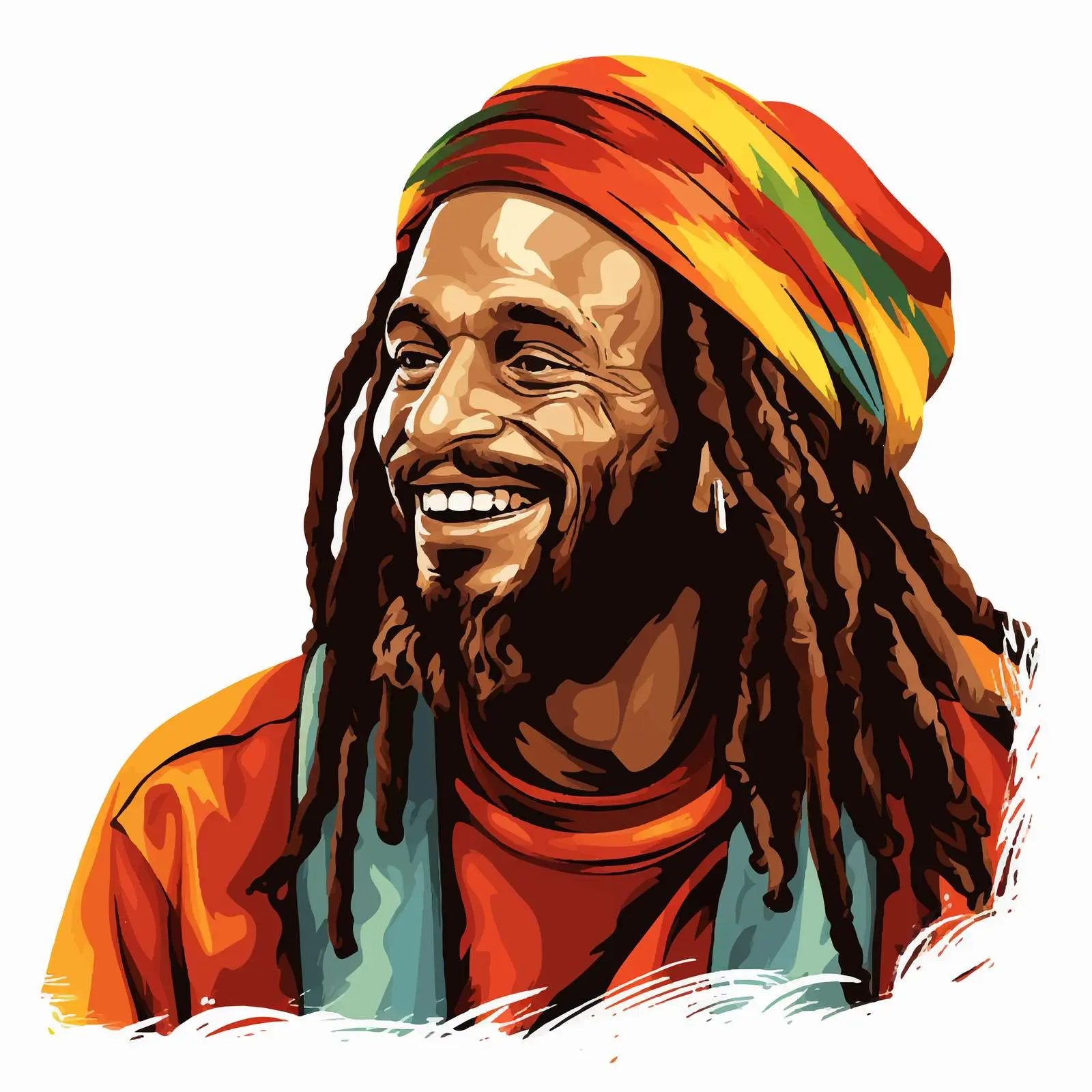 Smiling Rastafarian Man Vector Illustration — free download from Dotvec