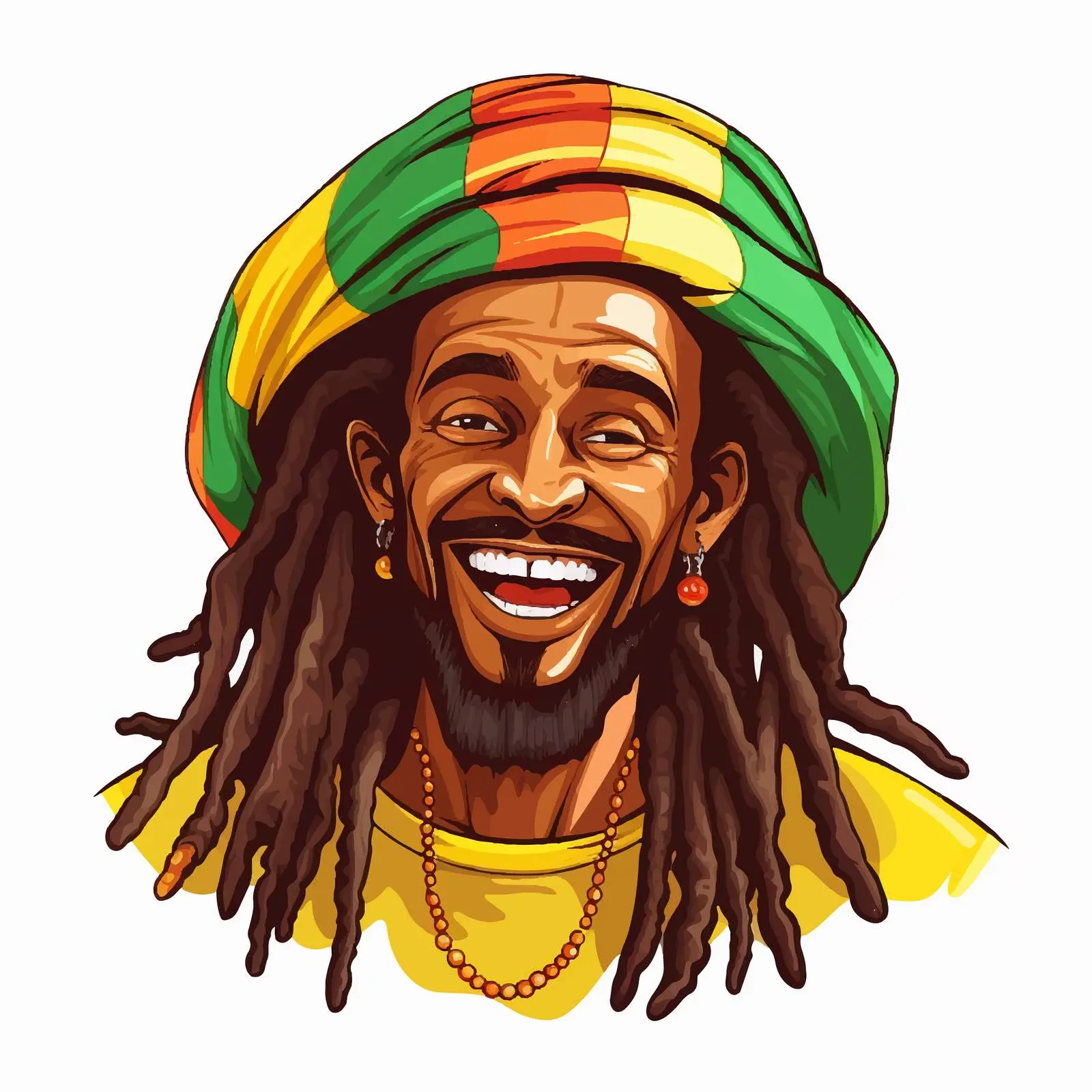 Smiling Rastafarian Man Vector Illustration – free caribbean image from Dotvec