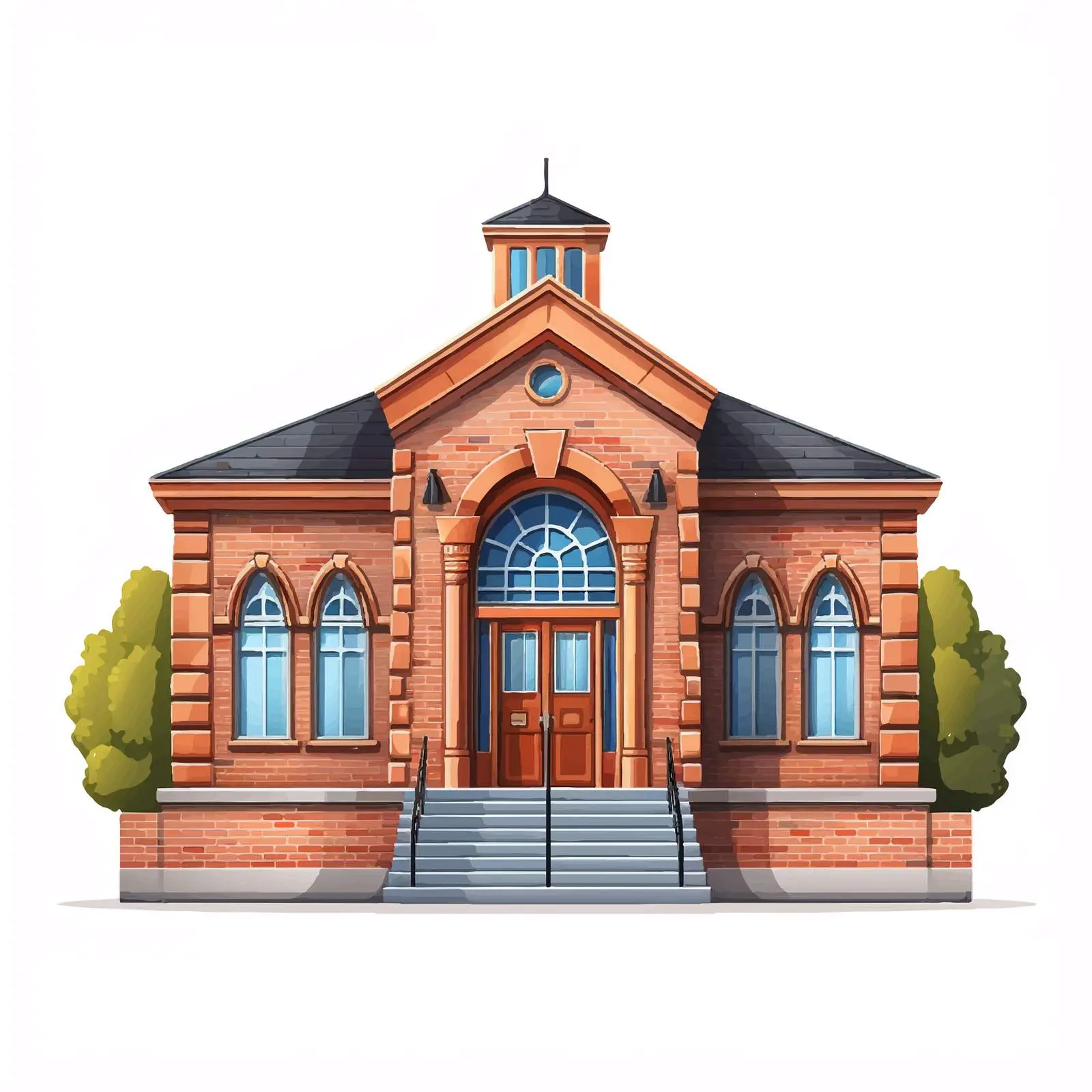 Colorful Traditional Schoolhouse Vector Illustration — free download from Dotvec