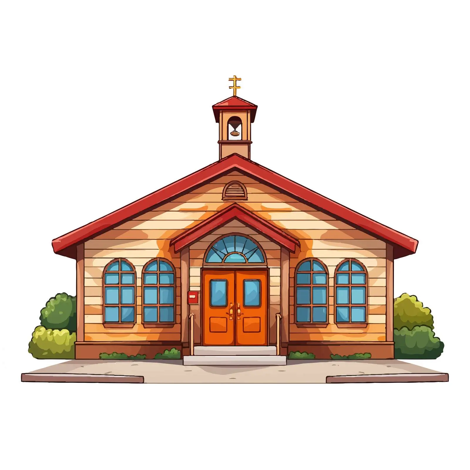 Colorful Traditional Schoolhouse Facade Vector — free download from Dotvec