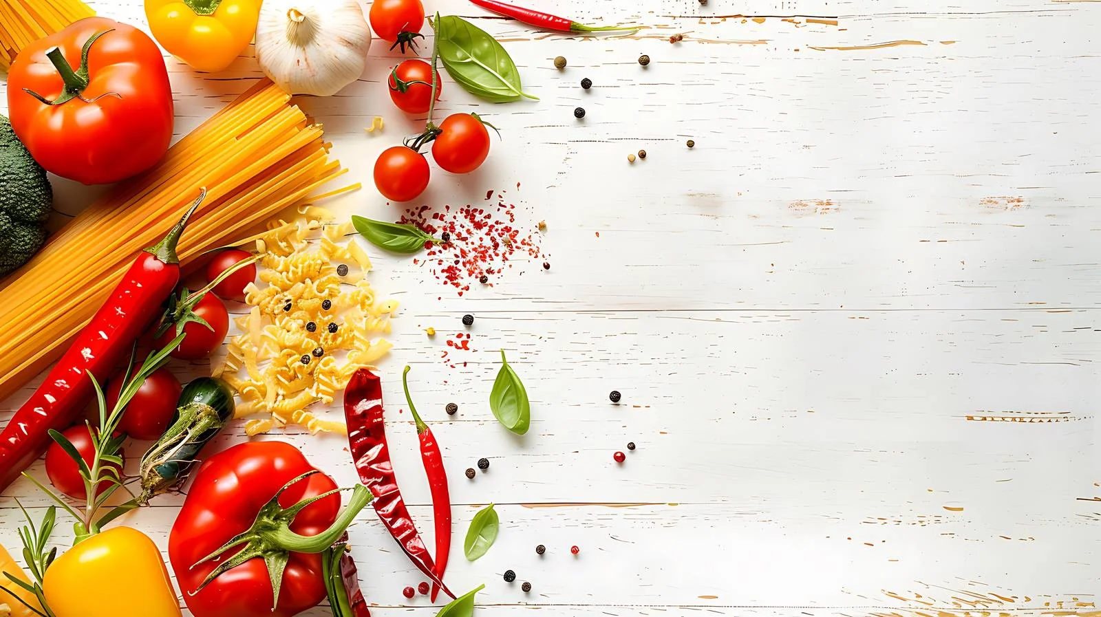 Vibrant Veggie Pasta on Wooden Background — free download from Dotvec