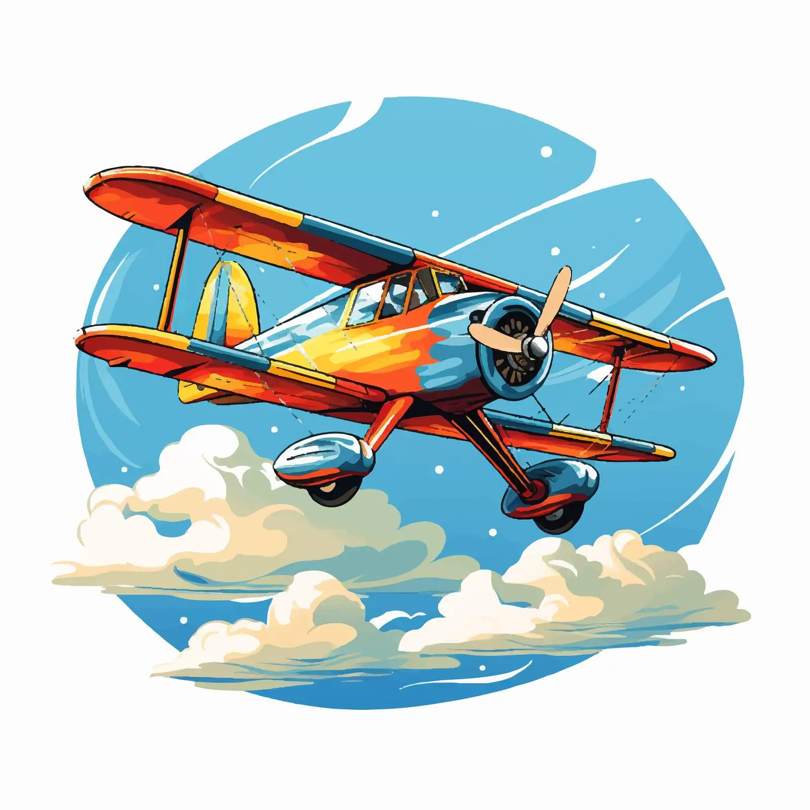 Colorful Vintage Plane Flying Above the Clouds — free download from Dotvec