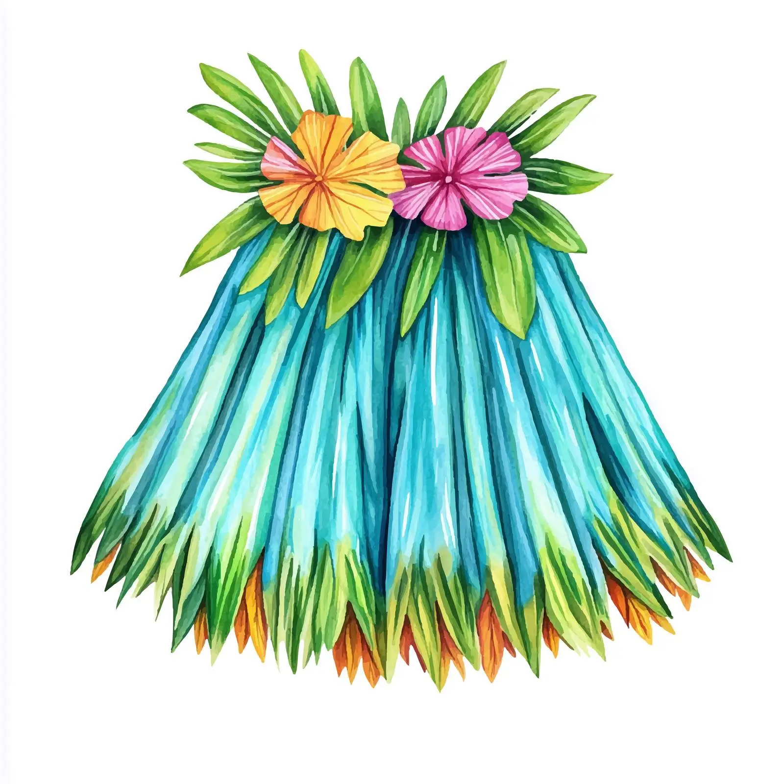 Hawaiian Party Colorful Watercolor Sketch — free download from Dotvec