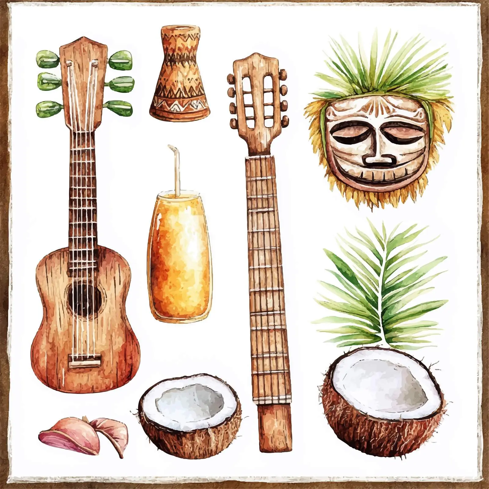 Hawaii Watercolor Hand-Drawn Sketches — free download from Dotvec