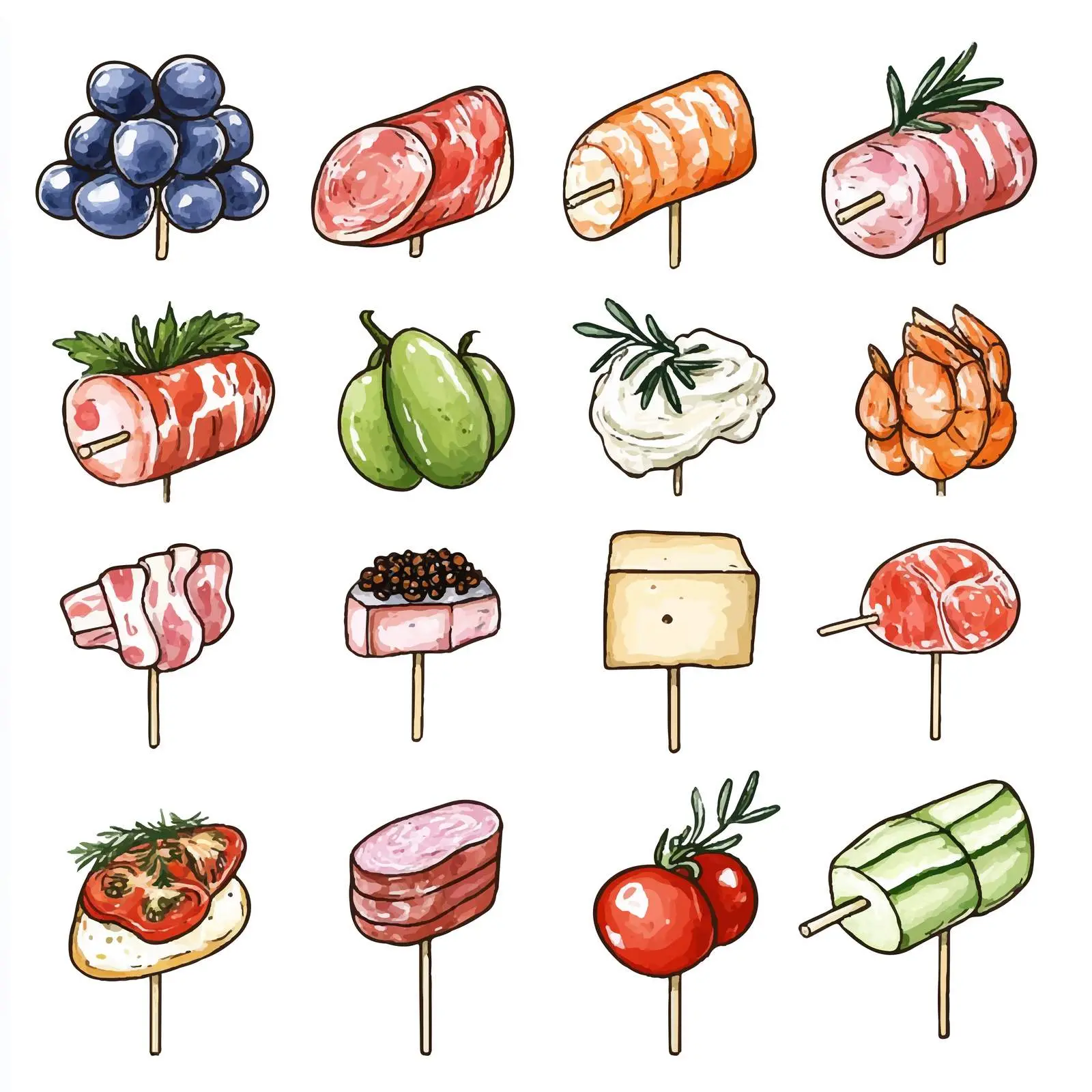 Hand-Drawn Colorful Canapes Set — free download from Dotvec