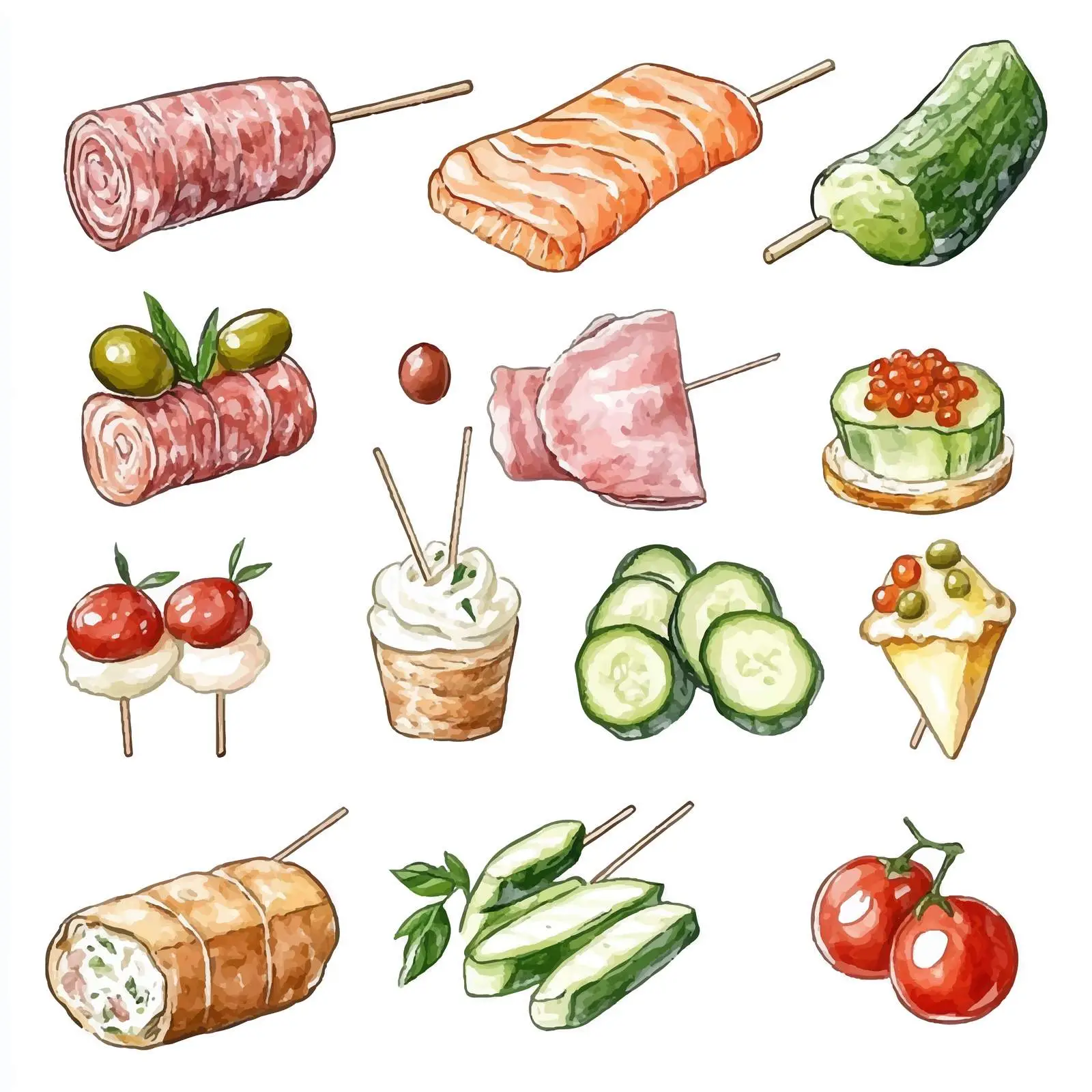 Colorful Hand-Drawn Canapes Illustration — free download from Dotvec