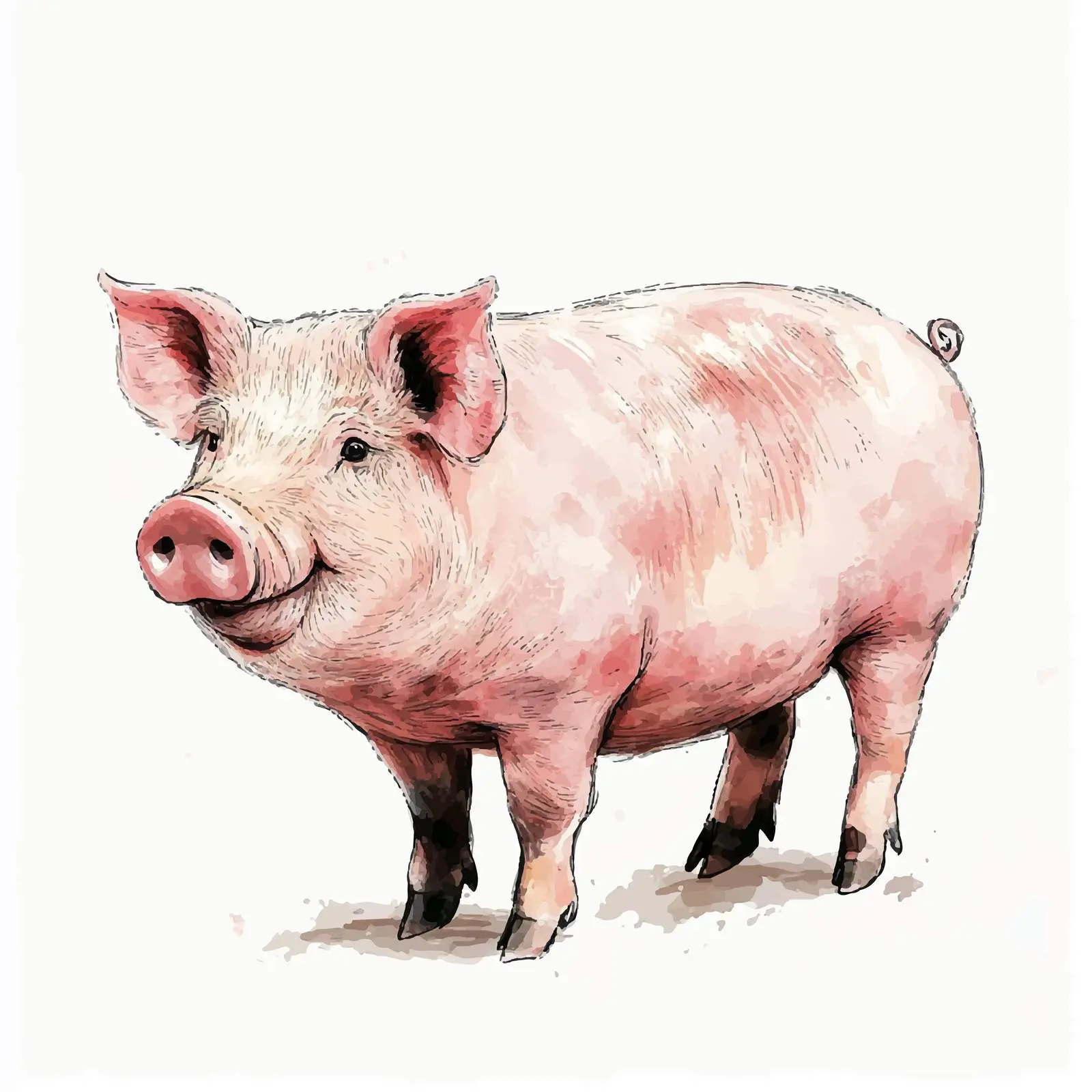 Vibrant Hand-Drawn Pig Illustration — free download from Dotvec